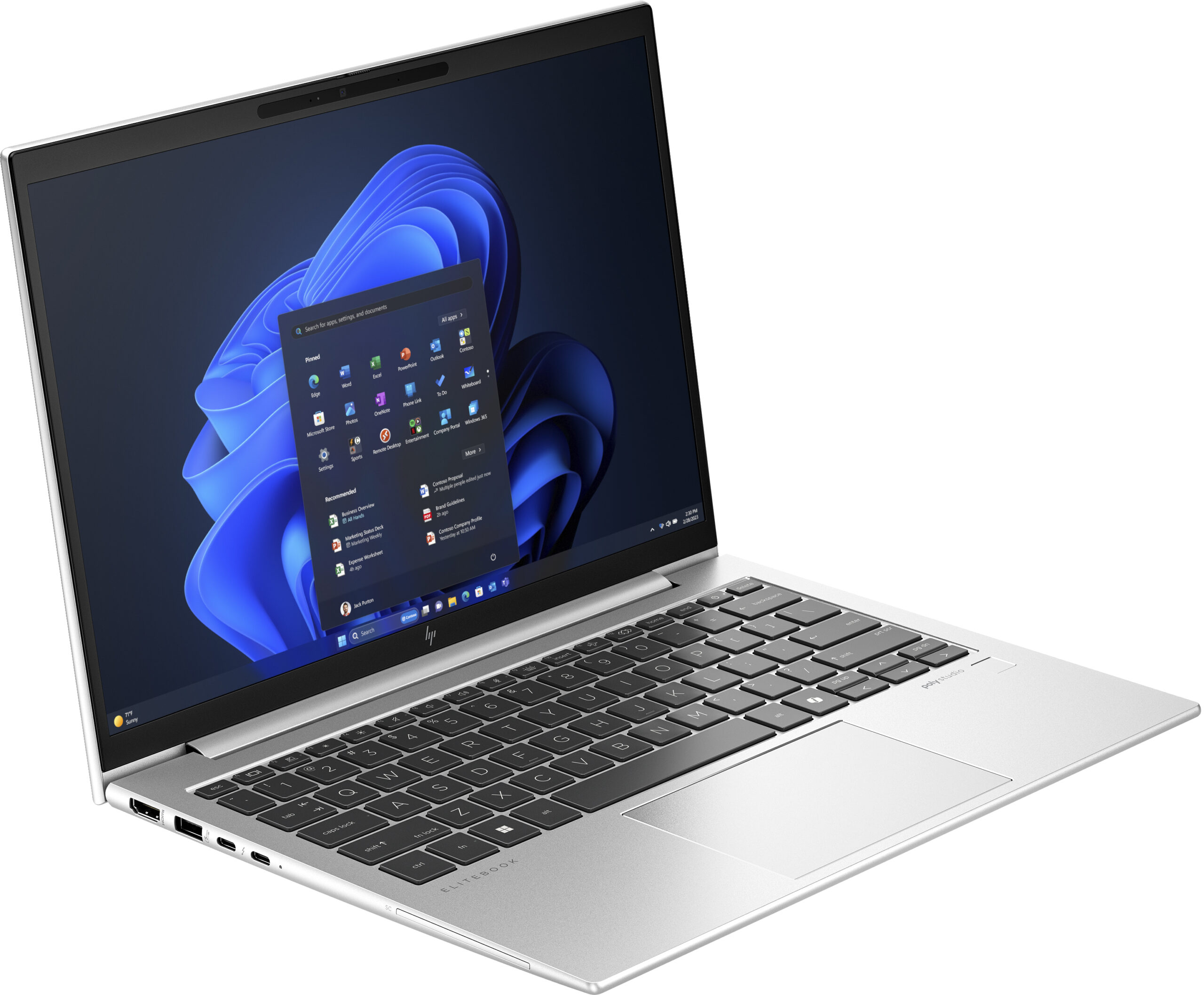 HP EliteBook 835 G11 AMD Ryzen™ 5 PRO 8540U Laptop 33,8 cm (13.3") WUXGA 32 GB LPDDR5x-SDRAM 1 TB SSD Wi-Fi 6E (802.11ax) Windows 11 Pro Srebrny - obrazek 2