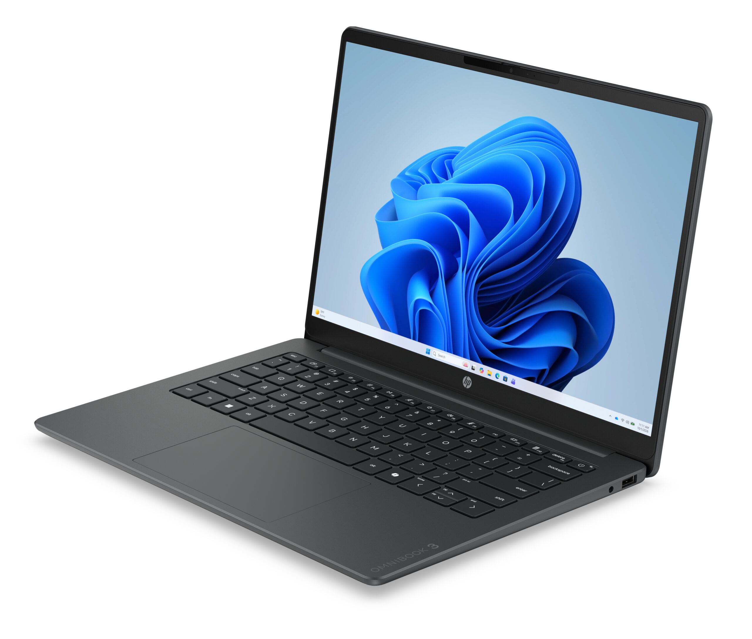 HP OmniBook 3 Laptop AI 14-ht0010nwx Intel Core Ultra 7 255U 35,6 cm (14") 2K 16 GB DDR5-SDRAM 512 GB SSD Wi-Fi 6 (802.11ax) Windows 11 Home AI PC Czarny, Szary - obrazek 4