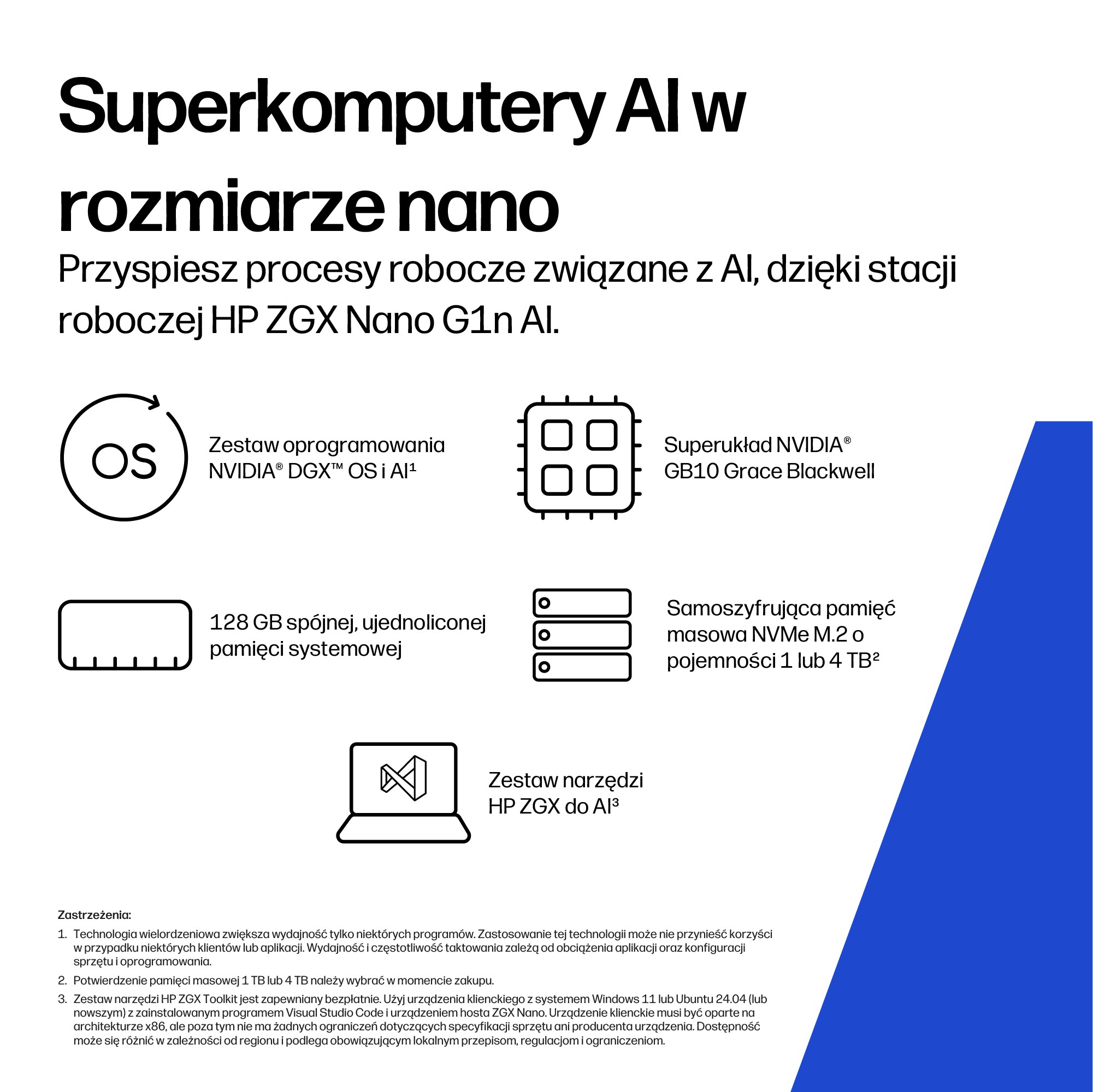 HP ZGX Nano G1n AI GB10 128 GB LPDDR5x-SDRAM 1 TB SSD Linux Mini PC Stanowisko AI Workstation, AI PC Czarny - obrazek 3