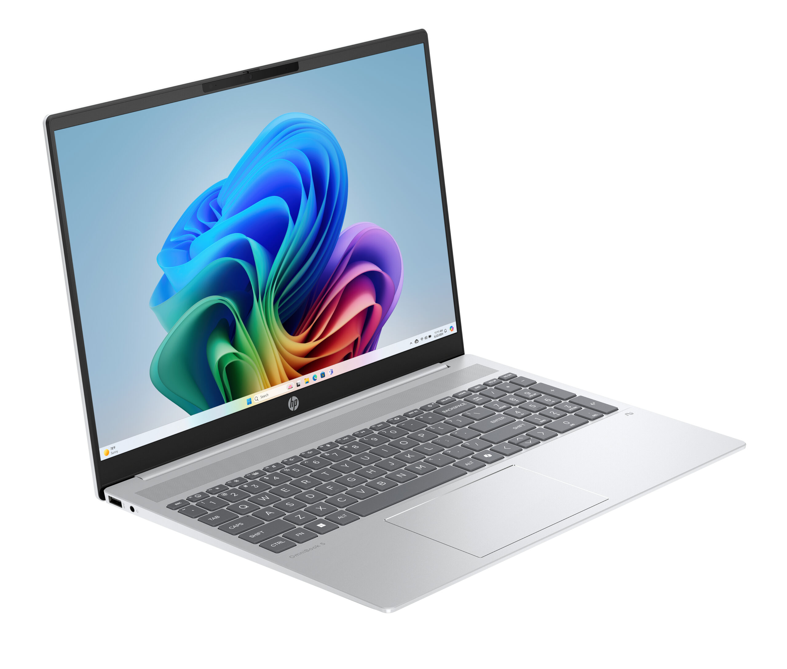 HP OmniBook 5 NGAI OmniBook 5 Next Gen AI 16-ag1002nw Copilot+ PC AMD Ryzen AI 5 340 Laptop 40,6 cm (16") 2K 32 GB LPDDR5x-SDRAM 1 TB SSD Wi-Fi 6E (802.11ax) Windows 11 Home Srebrny - obrazek 2