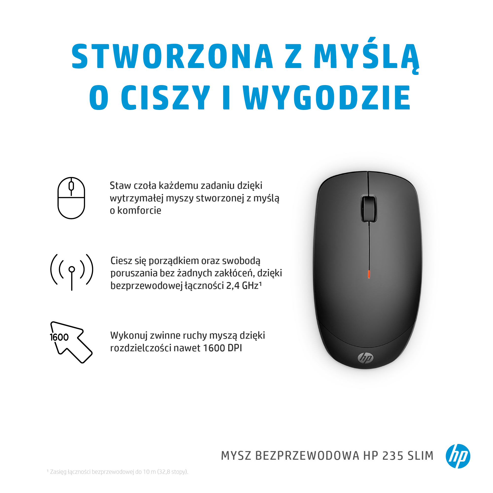 Mysz bezprzewodowa HP 235 Slim optyczna czarna (4E407UT) - obrazek 5