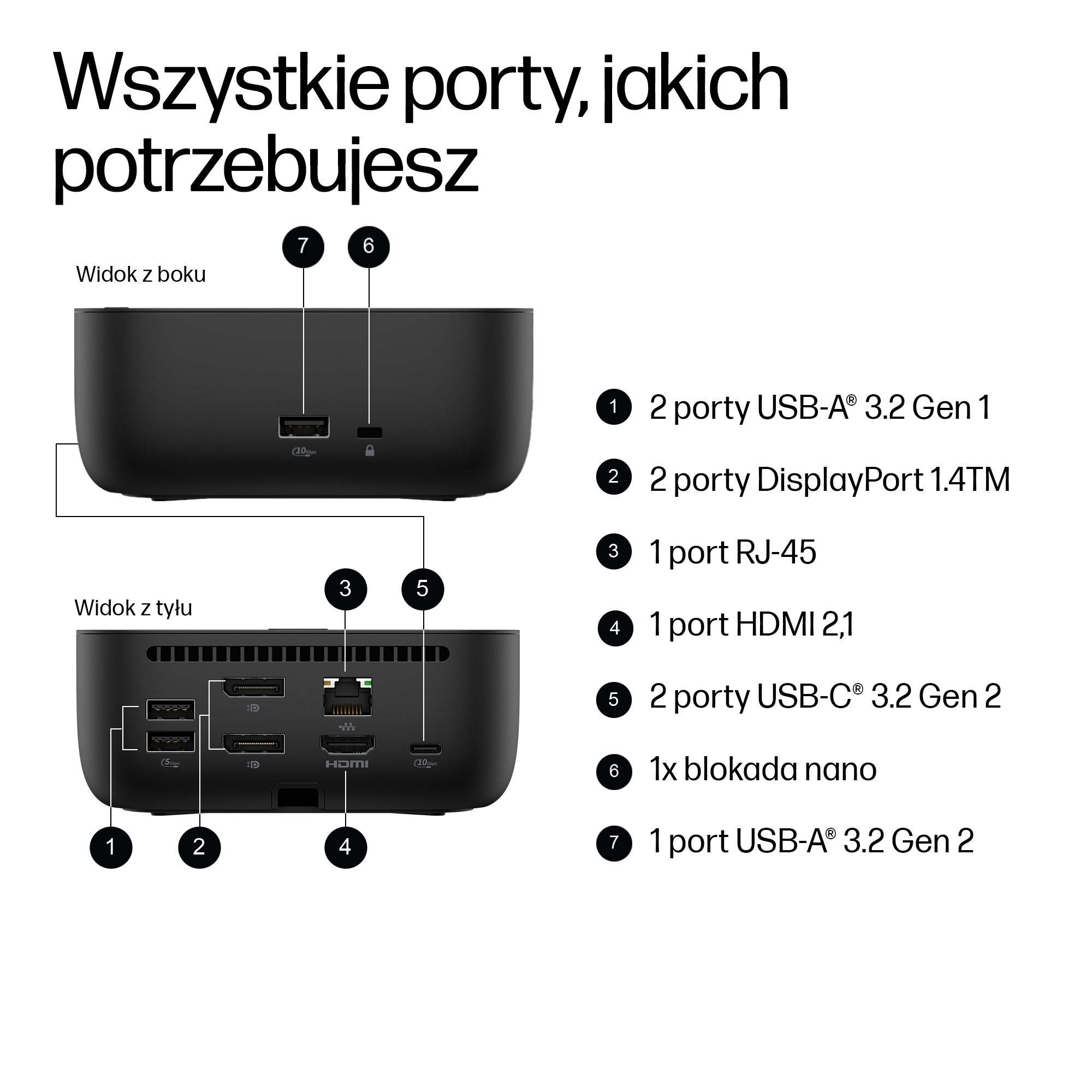 HP USB-C Dock G6 100W - Stacja dokująca z zasilaczem - obrazek 5