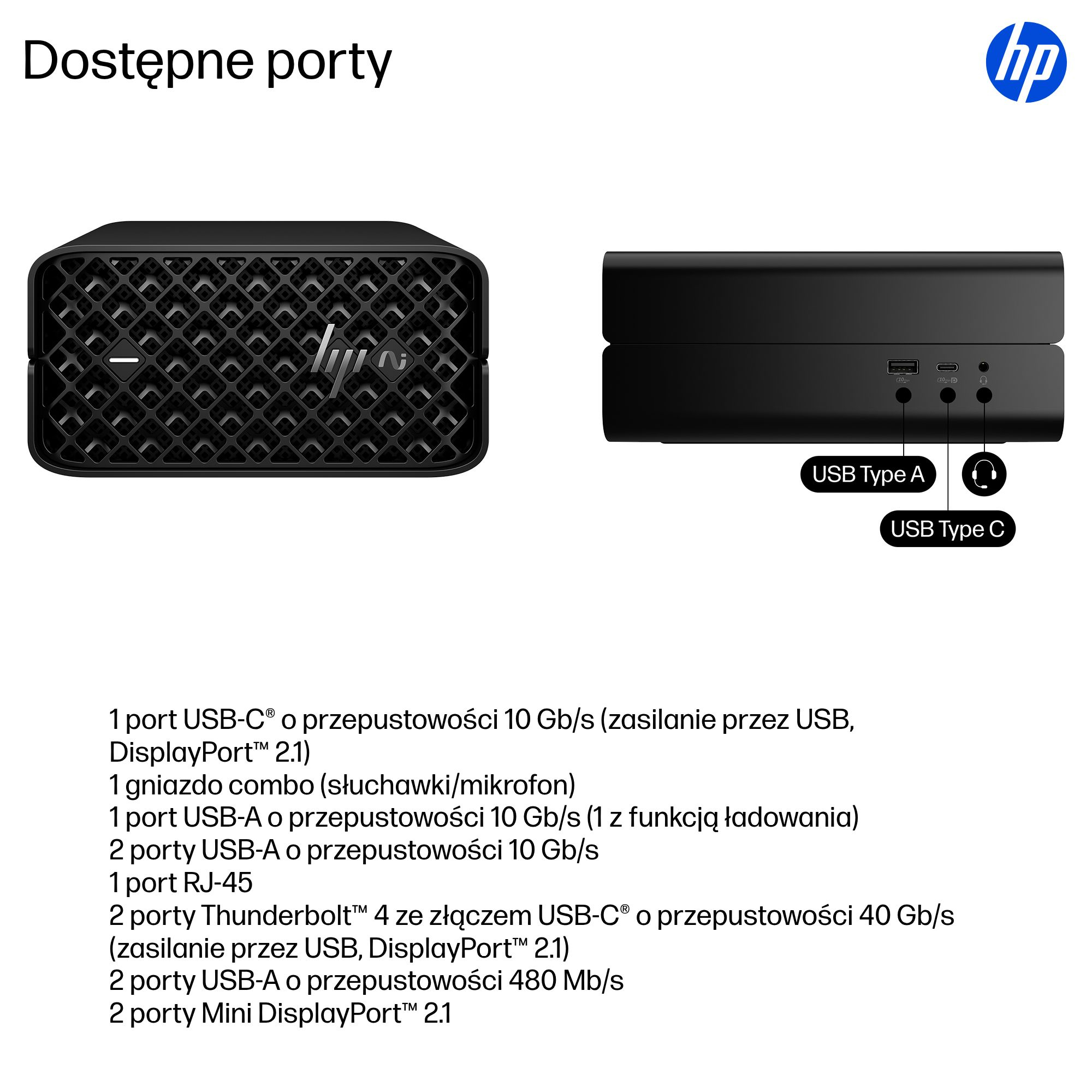 HP Z2 G1a Copilot+ PC AMD Ryzen AI Max PRO 390 64 GB LPDDR5x-SDRAM 1 TB SSD Windows 11 Pro Mini PC Stanowisko AI Workstation, AI PC Czarny - obrazek 4