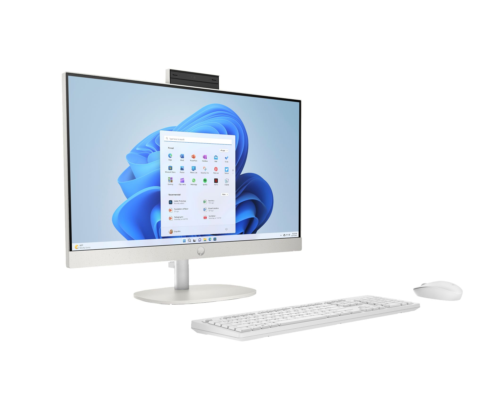HP 24-cr0312nw AMD Ryzen™ 5 7520U 60,5 cm (23.8") 1920 x 1080 px All-in-One PC 16 GB LPDDR5-SDRAM 512 GB SSD Windows 11 Home Wi-Fi 6 (802.11ax) Biały - obrazek 2