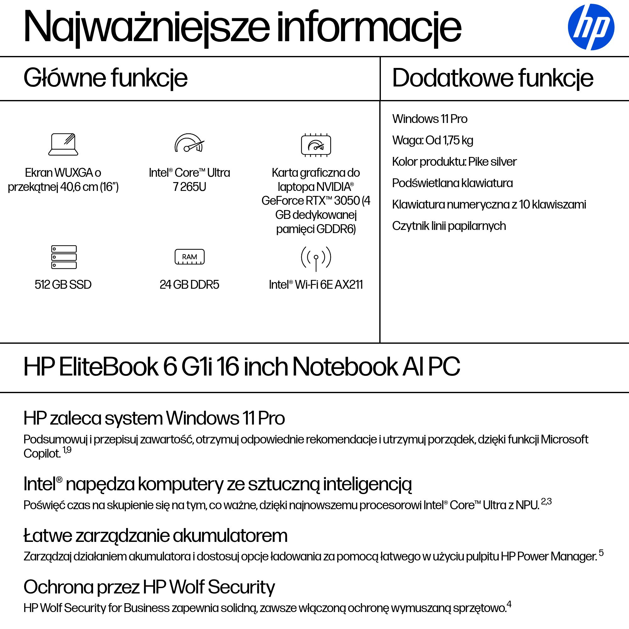 HP EliteBook 6 G1i 16 - Ultra 7 265U | 16" | 24GB | 512GB | W11P - obrazek 4