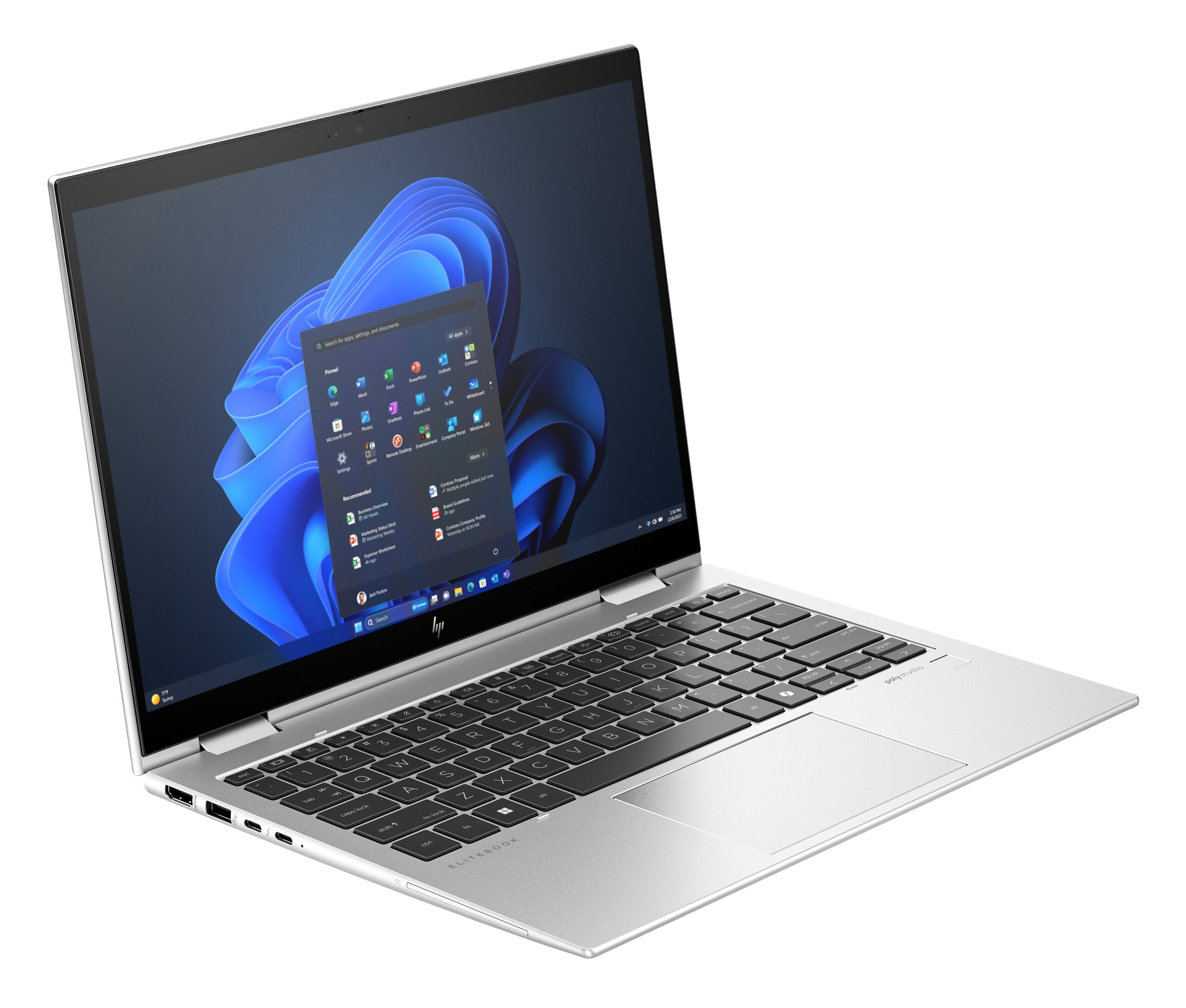 HP Elite x360 830 G11 Intel Core Ultra 7 155U Hybryda (2w1) 33,8 cm (13.3") Ekran dotykowy WUXGA 32 GB LPDDR5x-SDRAM 1 TB SSD Wi-Fi 6E (802.11ax) Windows 11 Pro AI PC Srebrny - obrazek 3