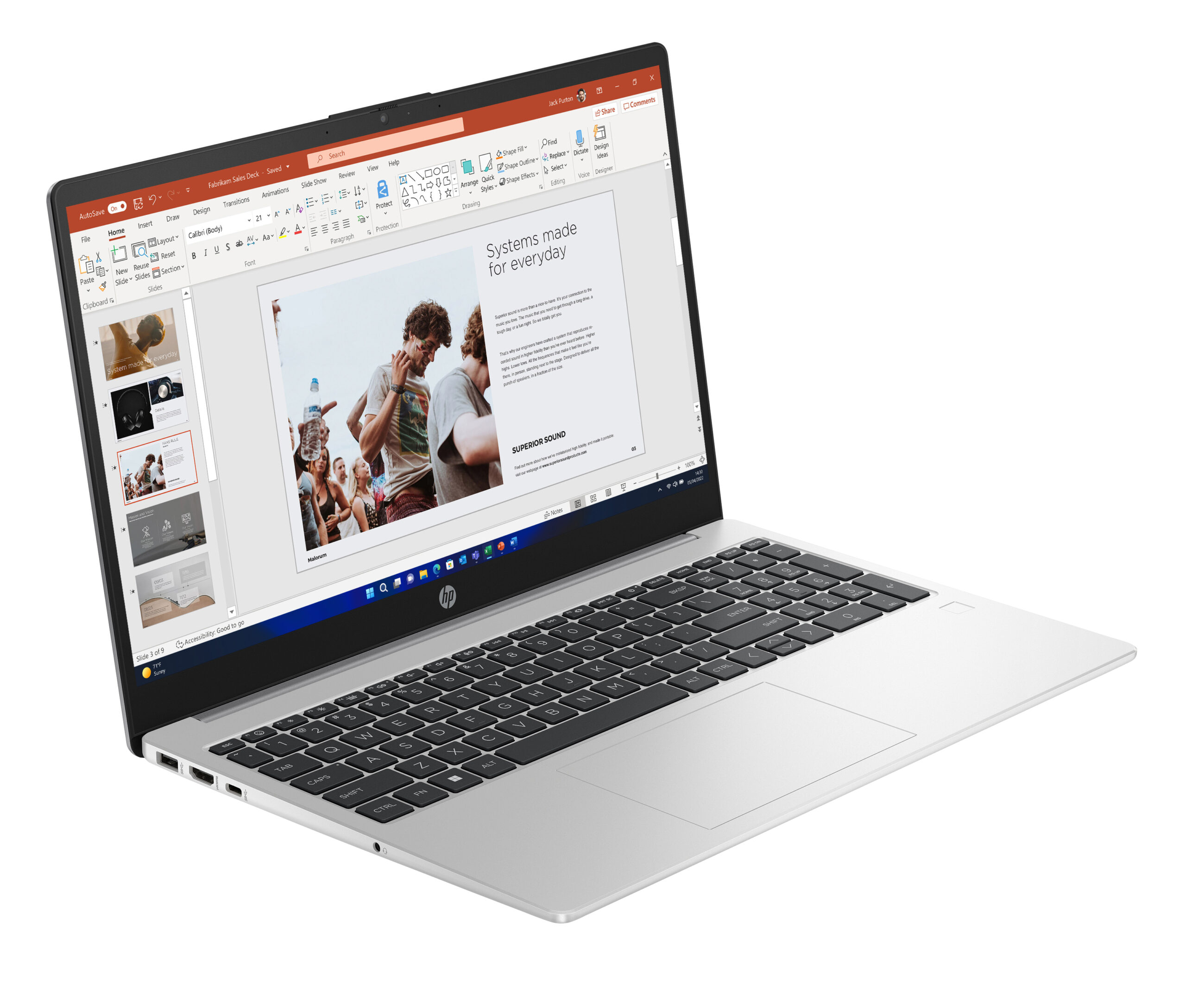HP 255 G10 AMD Ryzen™ 5 7530U Laptop 39,6 cm (15.6") Full HD 16 GB DDR4-SDRAM 512 GB SSD Wi-Fi 6 (802.11ax) Windows 11 Pro Srebrny - obrazek 2