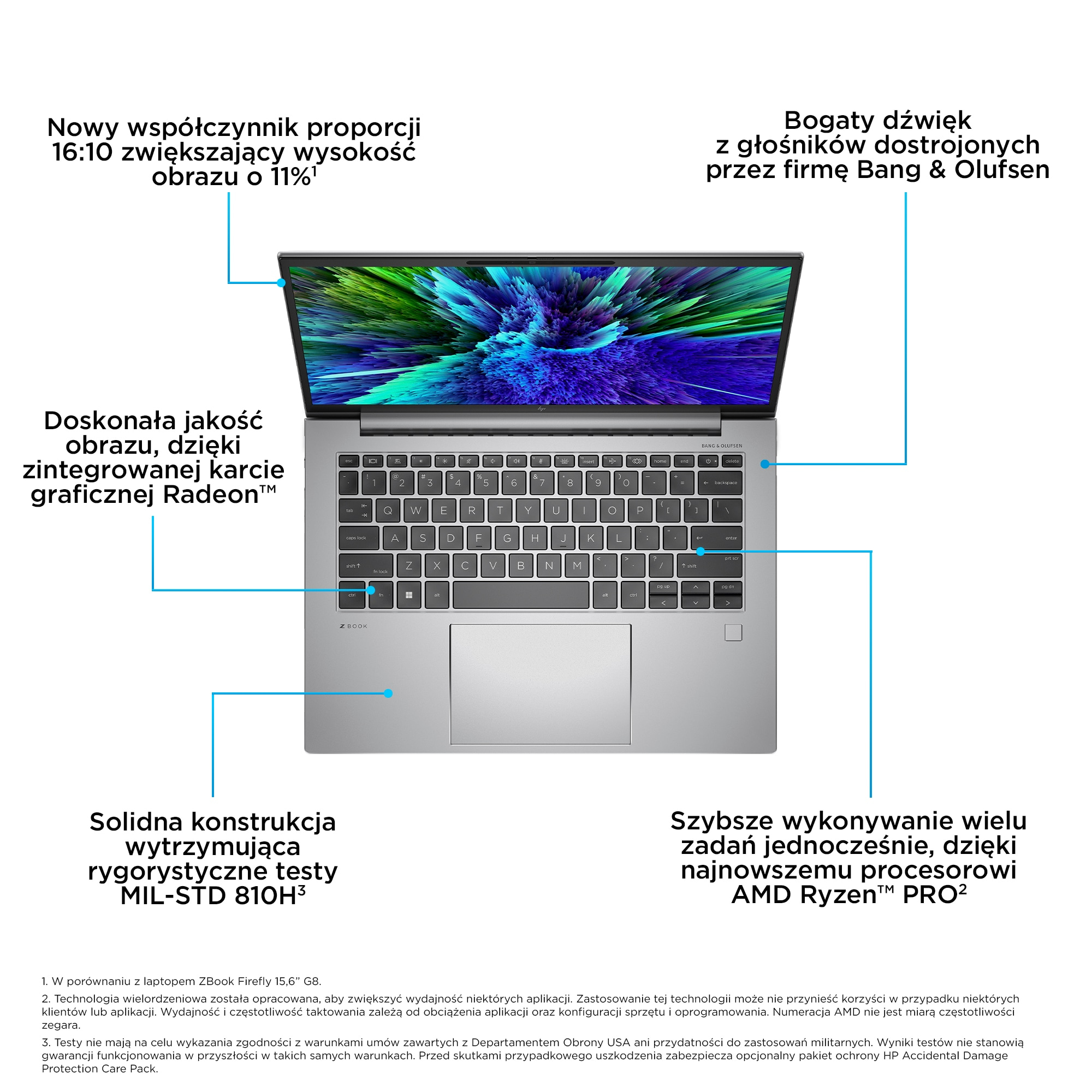 HP ZBook Firefly G10 А AMD Ryzen™ 7 PRO 7840HS Mobilna stacja robocza 35,6 cm (14") WUXGA 32 GB DDR5-SDRAM 1 TB SSD Wi-Fi 6 (802.11ax) Windows 11 Pro Szary - obrazek 3