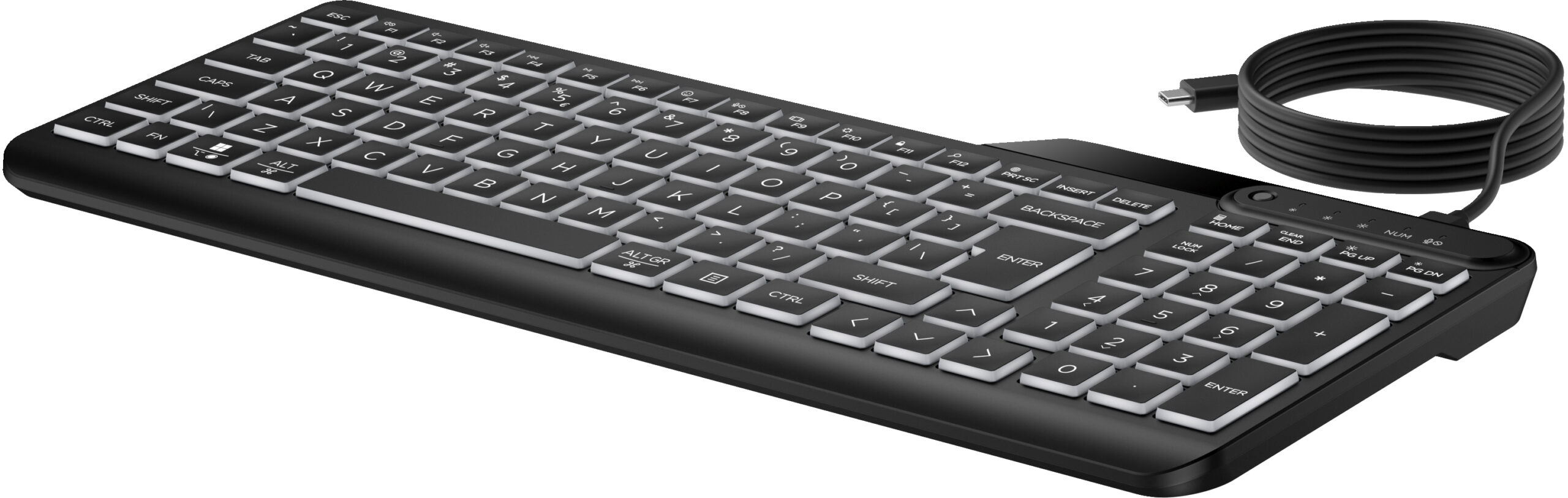 HP 405 Multi-Device Backlit Wired Keyboard, QWERTY, Czarna - obrazek 2