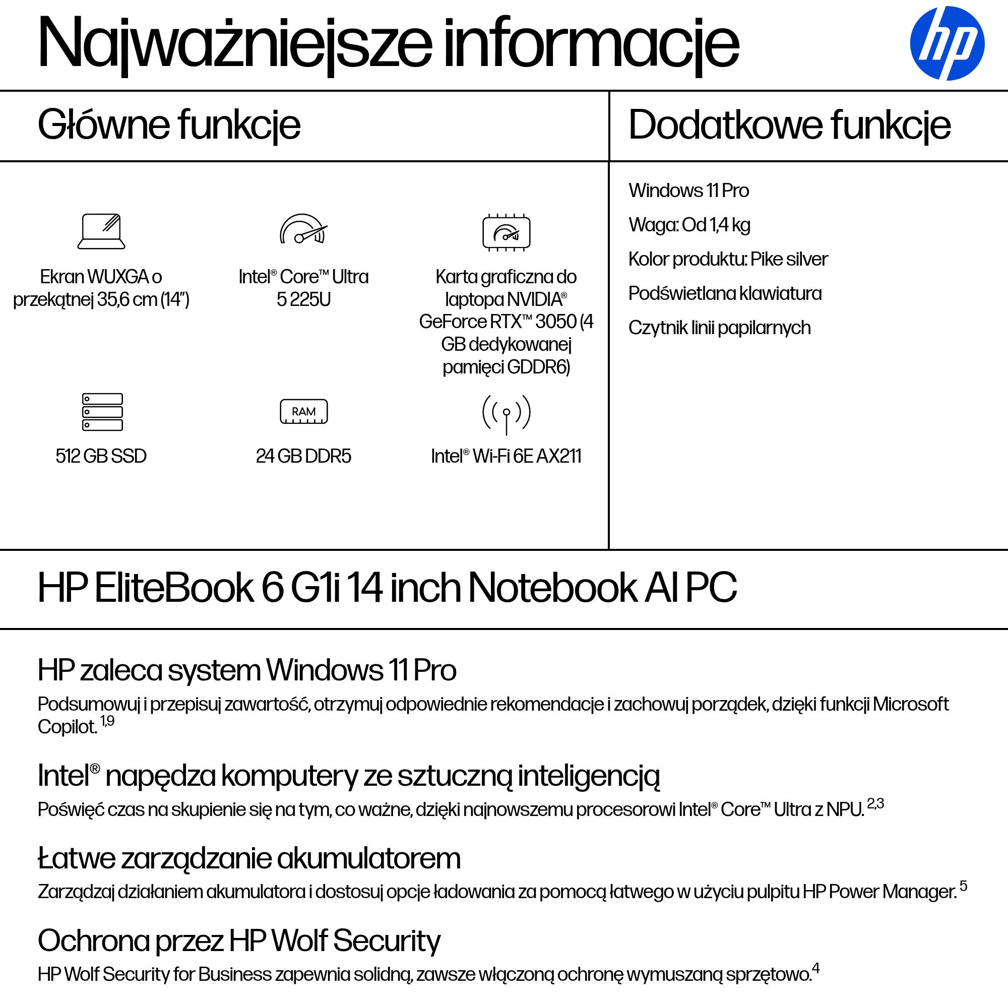 HP EliteBook 6 G1i 14 - Ultra 5 225U | 14" | 24GB | 512GB | W11P - obrazek 4