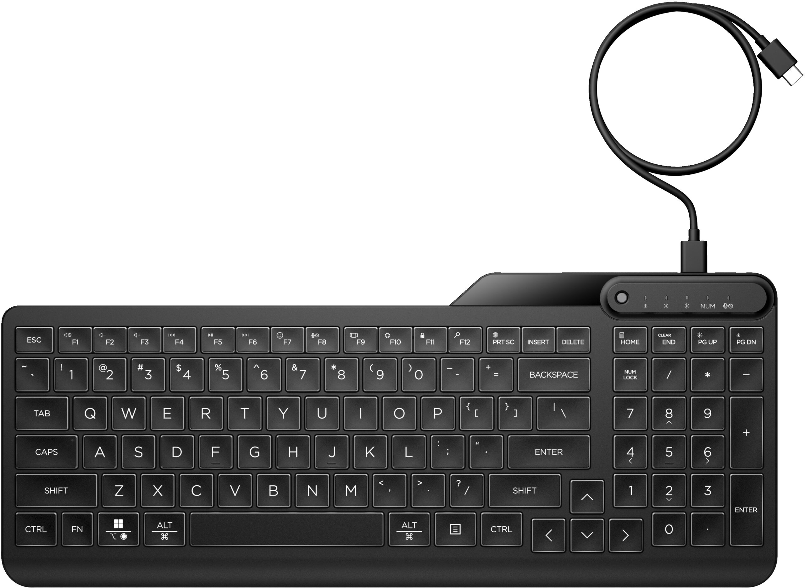 HP 405 Multi-Device Backlit Wired Keyboard, QWERTY, Czarna