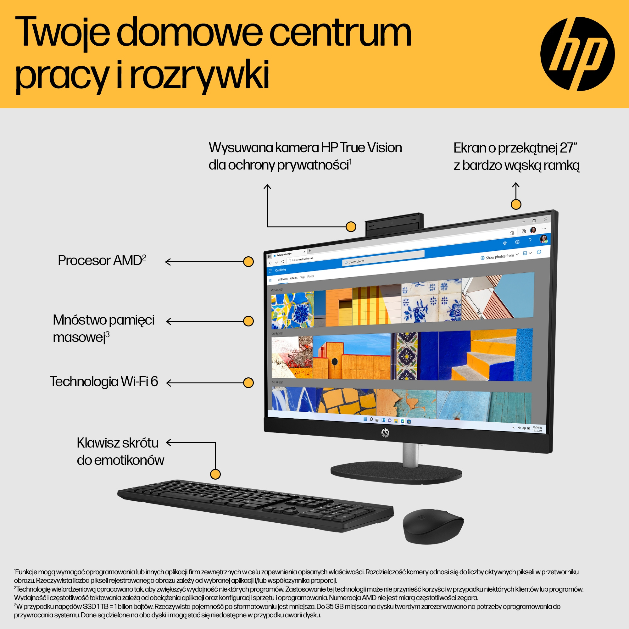 HP 27-cr0232nw AIO Ryzen 5 7520U 27.0"FHD IPS AG - obrazek 5