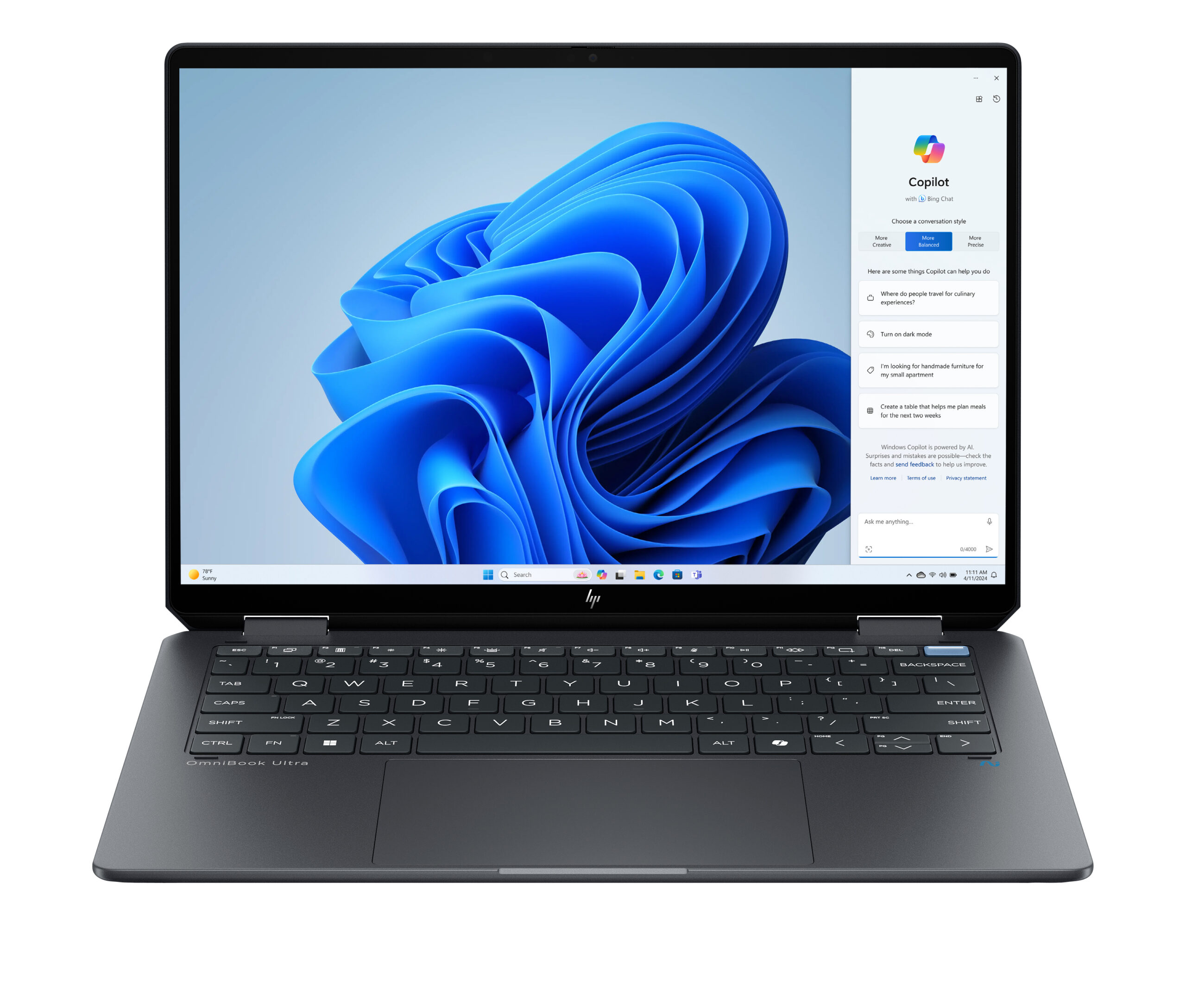 HP OmniBook Ultra Flip 14-fh0217nw Copilot+ PC Intel Core Ultra 7 258V Laptop 35,6 cm (14") Ekran dotykowy 3K 32 GB LPDDR5x-SDRAM 1 TB SSD Wi-Fi 7 (802.11be) Windows 11 Home Szary