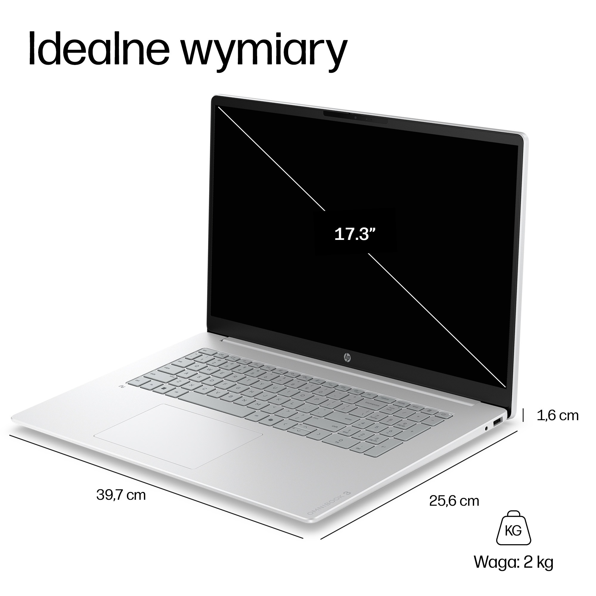 HP OmniBook 3 Laptop Next Gen AI 17-dm0001nwx Copilot+ PC AMD Ryzen AI 7 445 43,9 cm (17.3") Full HD 16 GB DDR5-SDRAM 512 GB SSD Wi-Fi 7 (802.11be) Windows 11 Pro Szary, Srebrny - obrazek 5