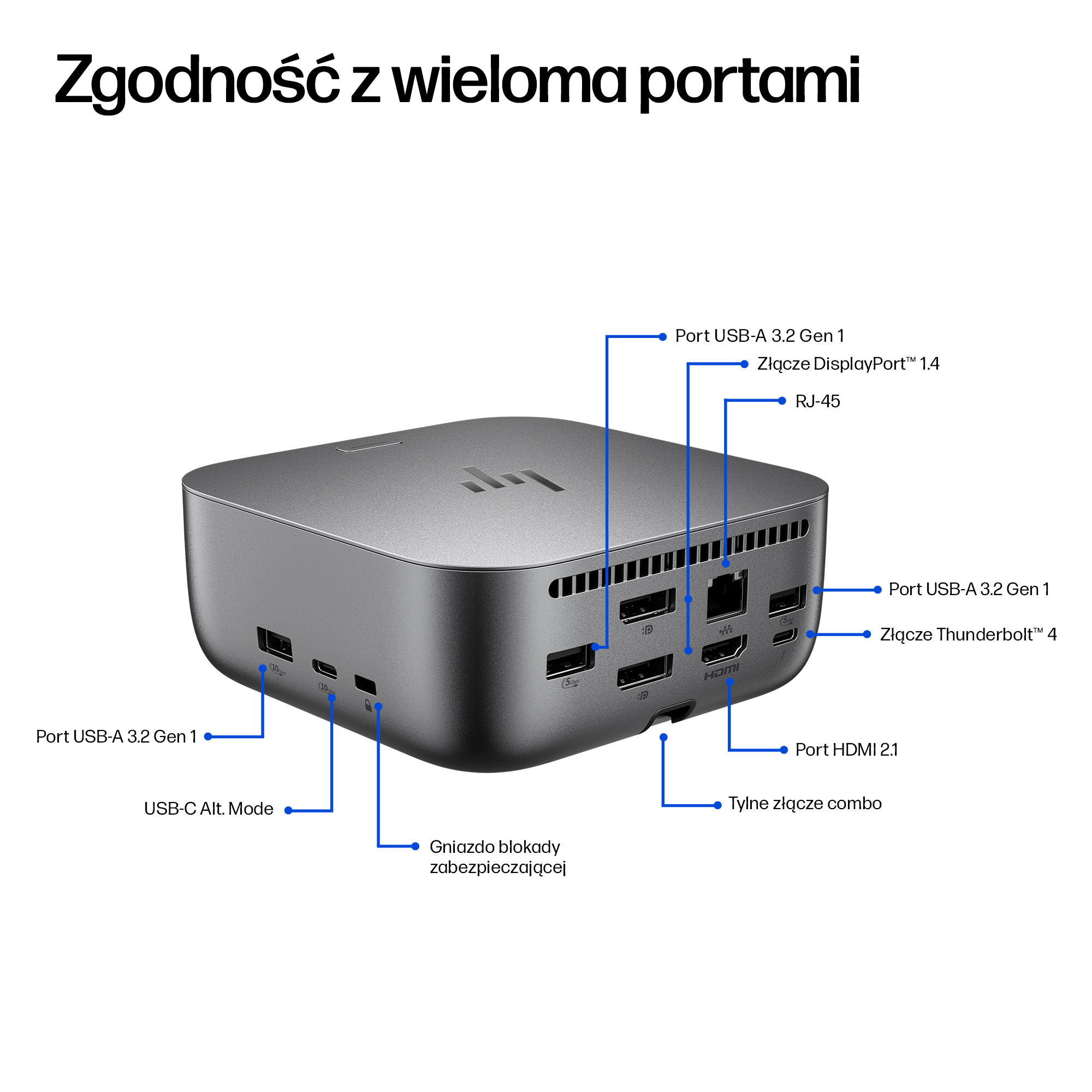 HP Thunderbolt 4 100W G6 Dock (9X472UT) - Stacja dokująca - obrazek 5