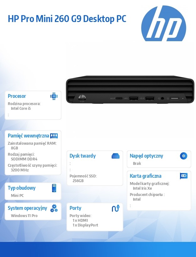 HP Pro Mini 260 G9 i5-1335U 8GB 256GB W11P B6ZA7ET#AKD - obrazek 4
