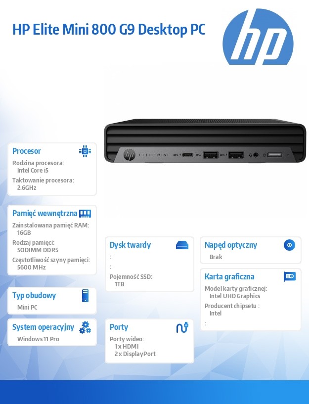 HP Elite Mini 800 G9 Intel Core i5-14500 16GB 1TB SSD W11P - obrazek 4