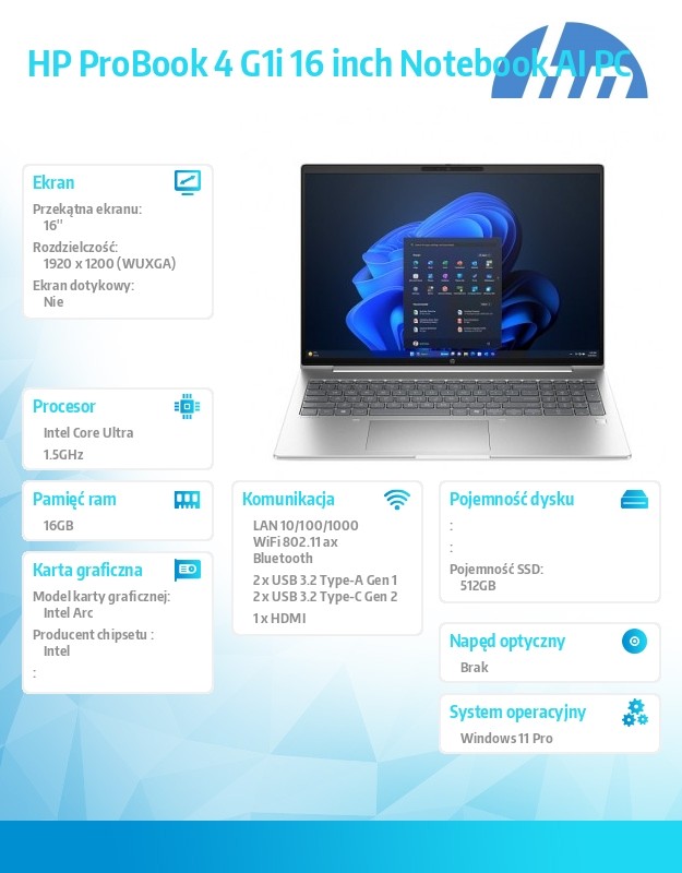 HP ProBook 4 G1i 16 WUXGA AI PC - Intel Core Ultra 7 - obrazek 4