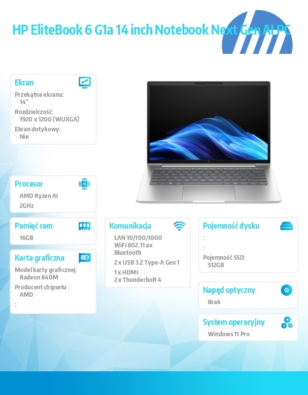 HP EliteBook 6 G1a 14 - Laptop biznesowy z AI - obrazek 2