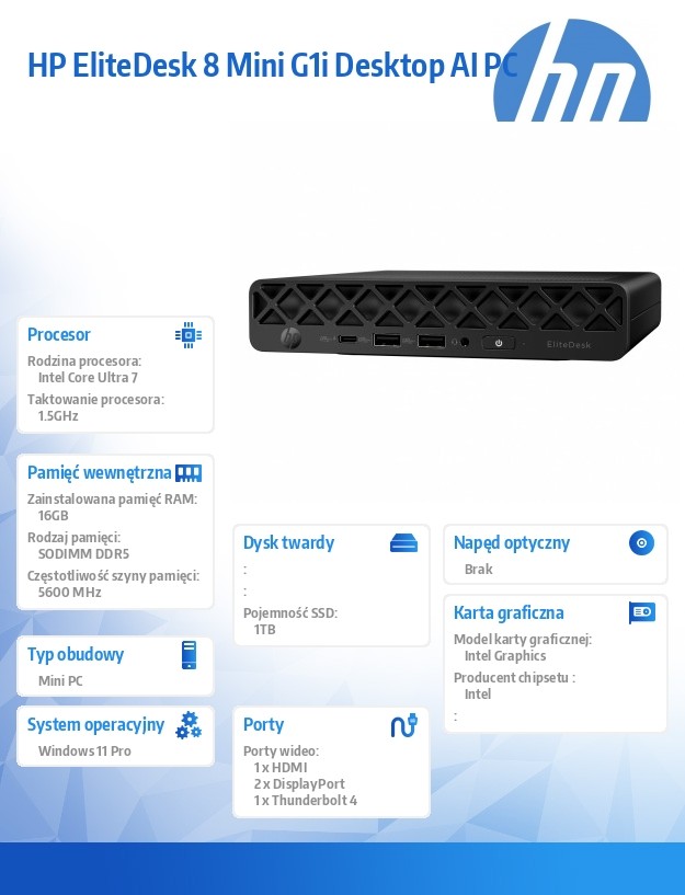 HP EliteDesk 8 Mini G1i AI PC - Intel Core Ultra 7 265T - obrazek 2