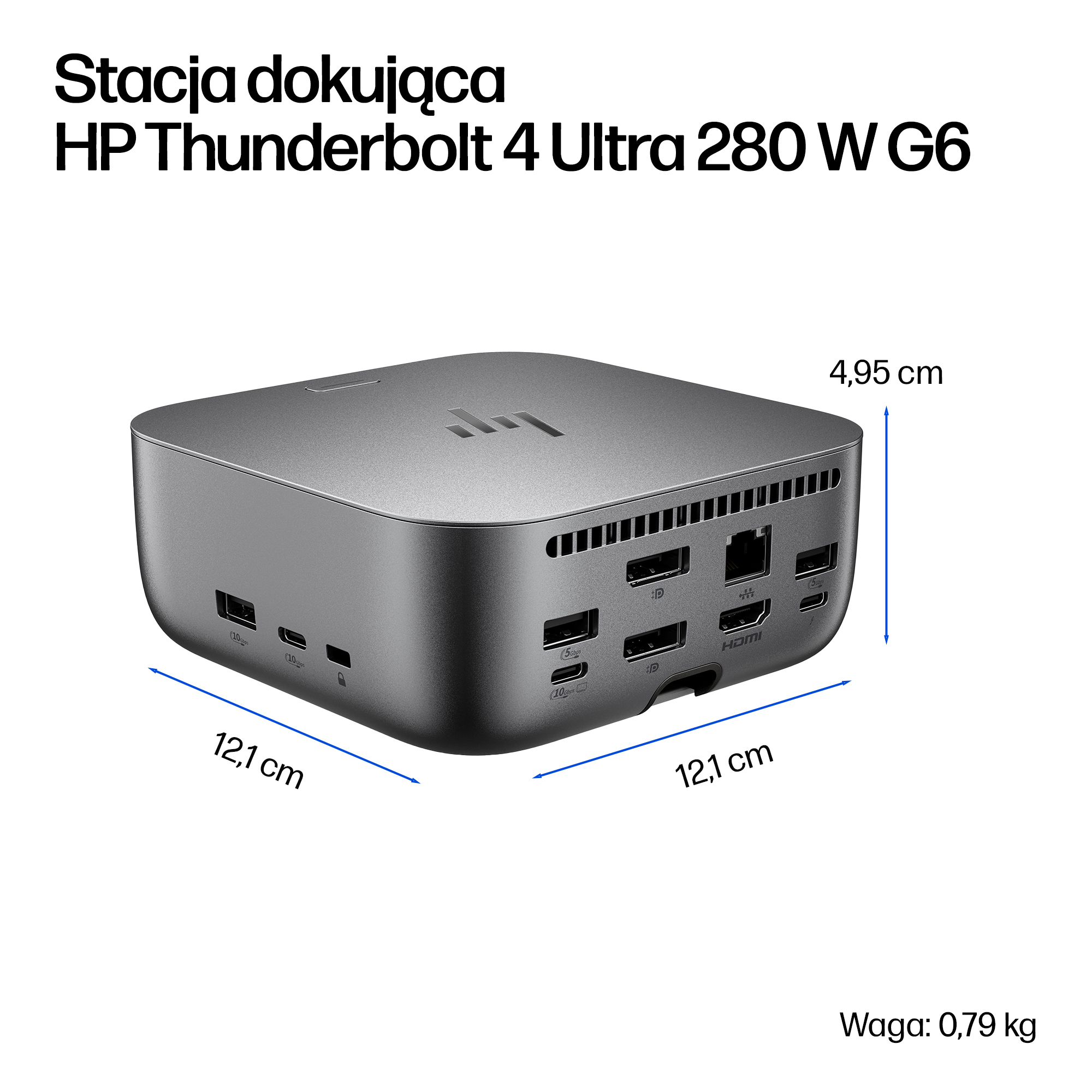 HP Thunderbolt 4 Ultra 280W G6 Dock Przewodowa Szary - obrazek 4