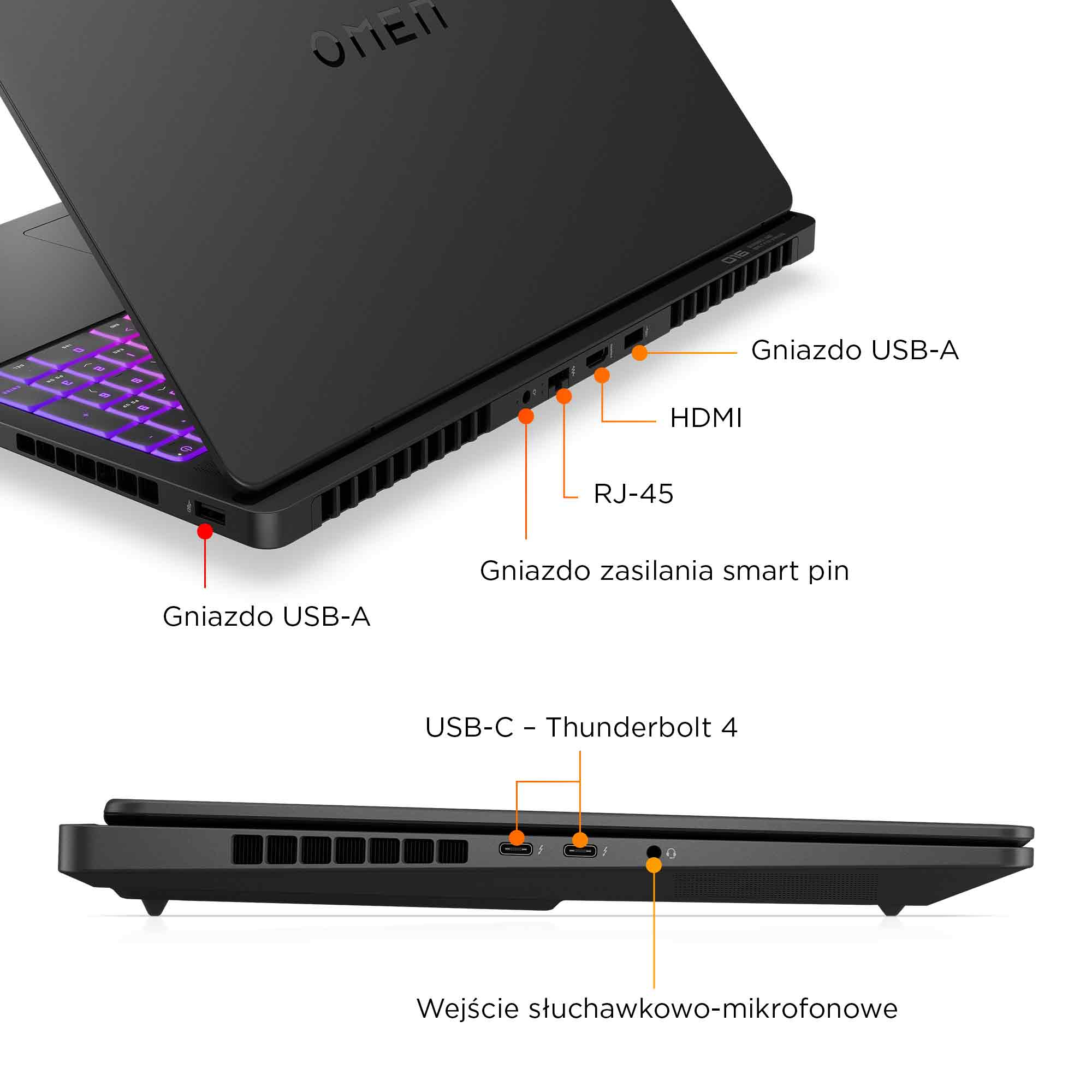 HP OMEN MAX 16-ah0999nw Intel Core Ultra 9 275HX Laptop 40,6 cm (16") WQXGA 32 GB DDR5-SDRAM 1 TB SSD NVIDIA GeForce RTX 5080 Wi-Fi 7 (802.11be) Windows 11 Home AI PC Czarny - obrazek 5