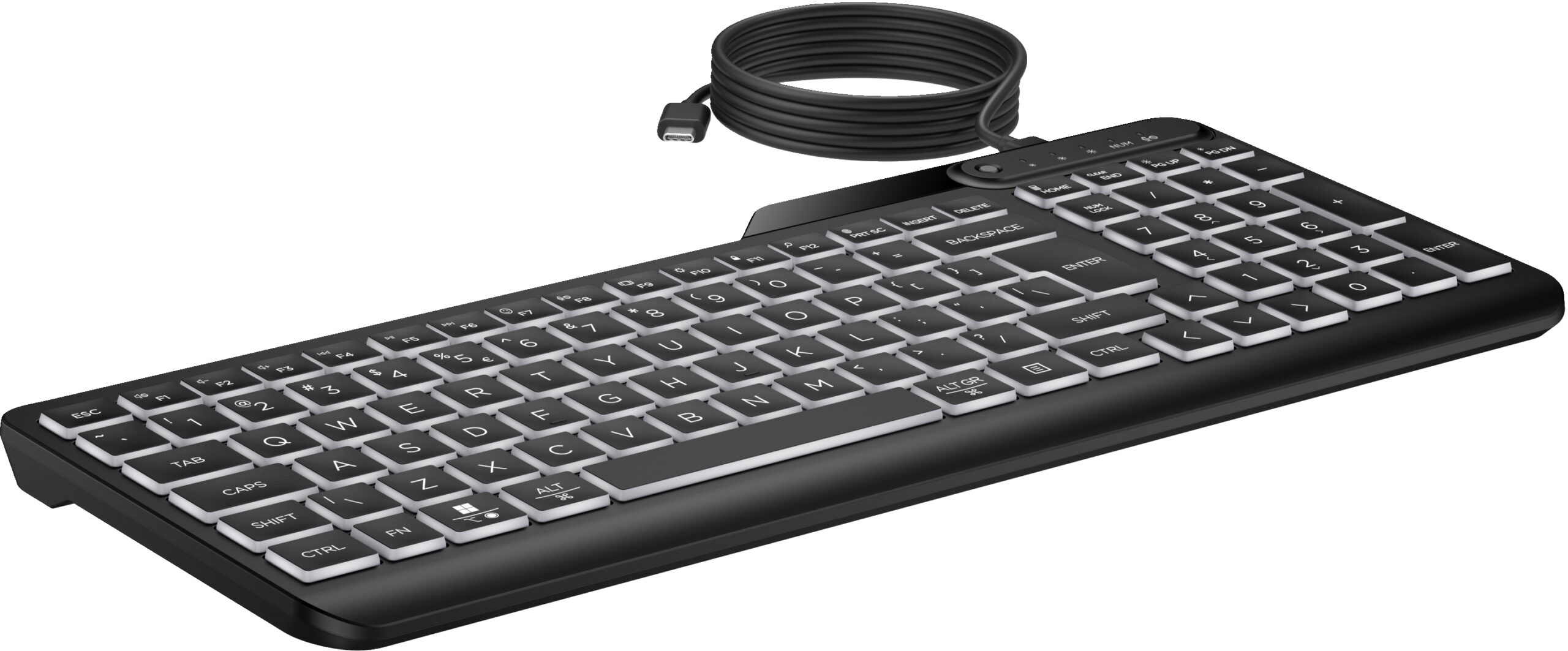 HP 405 Multi-Device Backlit Wired Keyboard, QWERTY, Czarna - obrazek 3