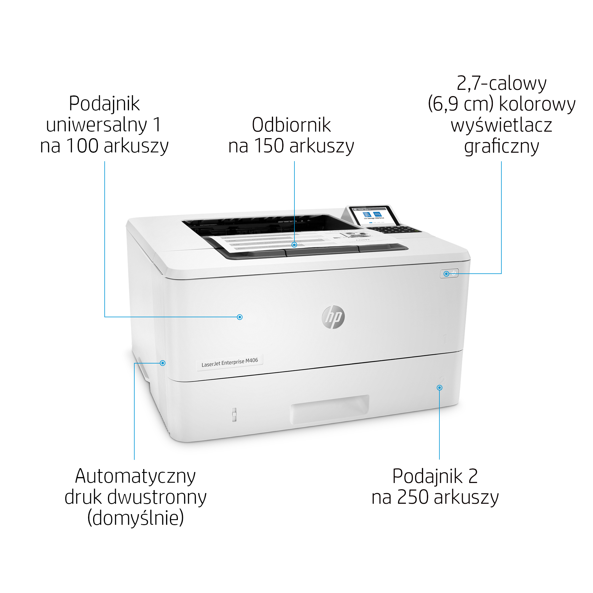 HP LaserJet Enterprise M406dn - Drukarka laserowa mono - obrazek 4