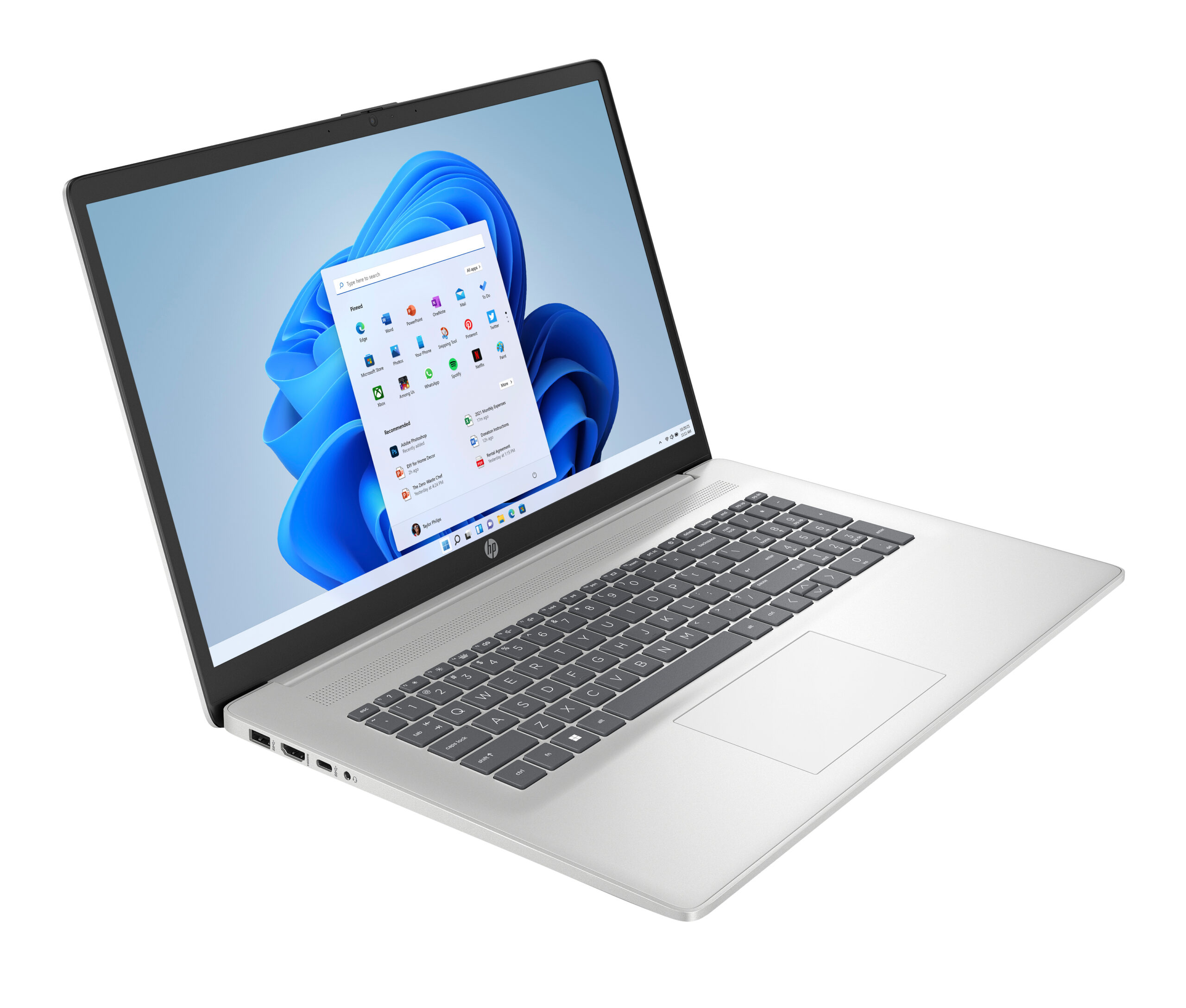 HP 17-cp2065nw AMD Ryzen™ 3 7320U Laptop 43,9 cm (17.3") Full HD 8 GB LPDDR5-SDRAM 512 GB SSD Wi-Fi 5 (802.11ac) Windows 11 Home Srebrny - obrazek 2