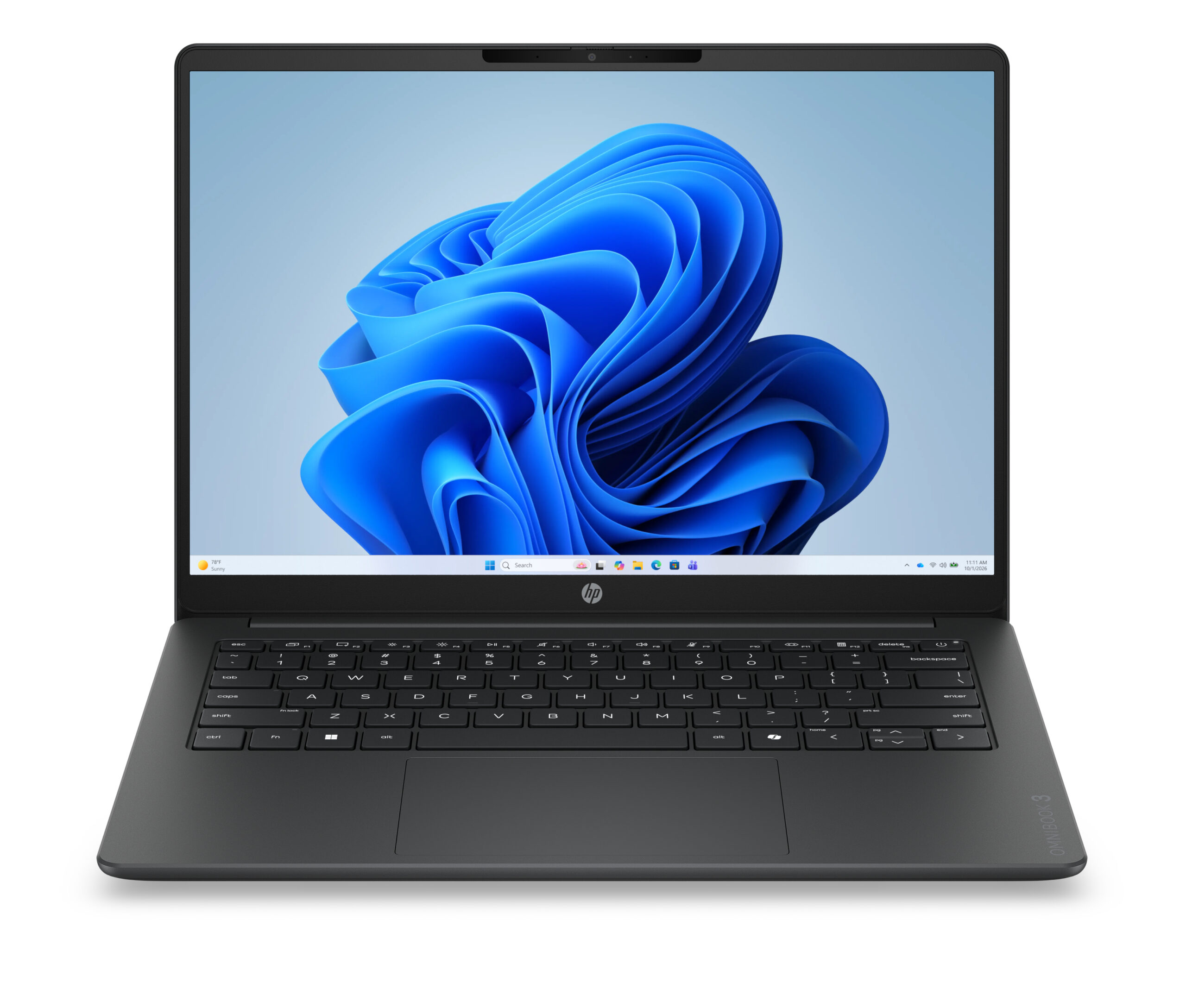 HP OmniBook 3 Laptop AI 14-ht0010nwx Intel Core Ultra 7 255U 35,6 cm (14") 2K 16 GB DDR5-SDRAM 512 GB SSD Wi-Fi 6 (802.11ax) Windows 11 Home AI PC Czarny, Szary