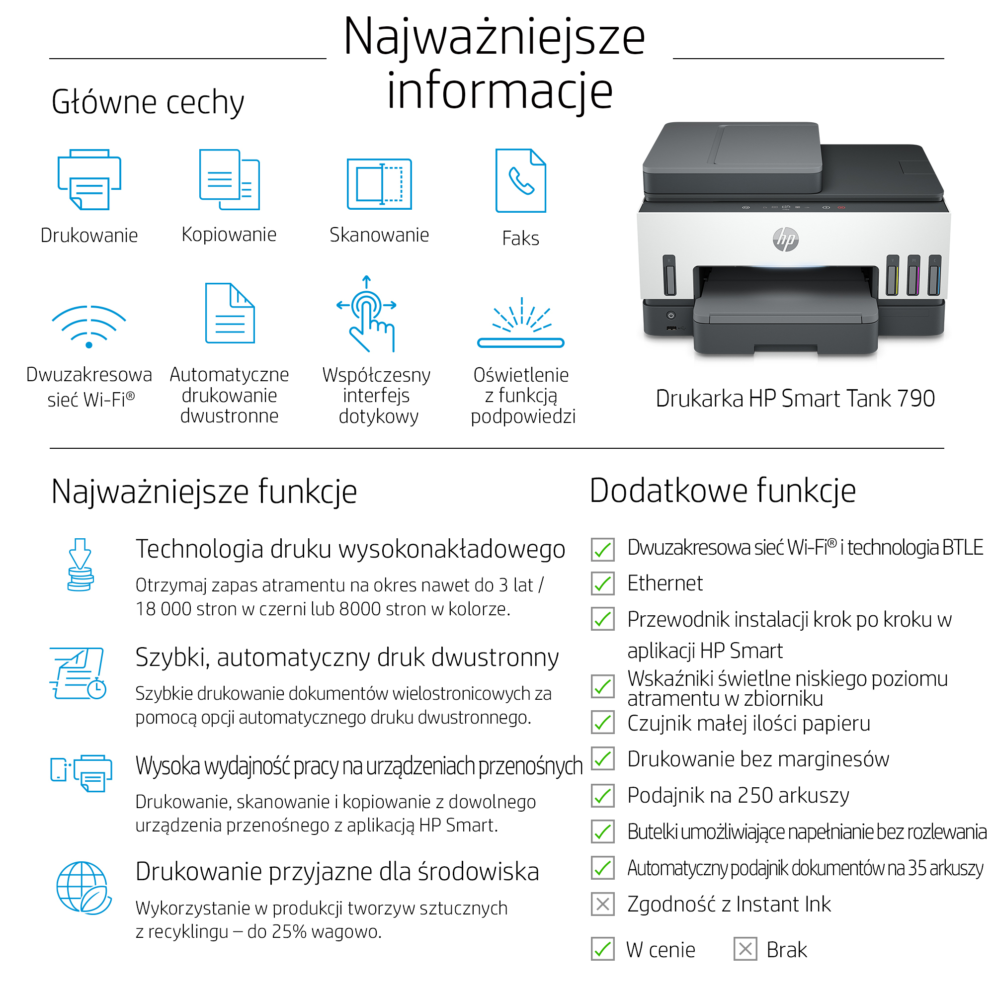 HP Smart Tank 790 (4WF66A) - Urządzenie wielofunkcyjne z ADF i Wi-Fi - obrazek 5