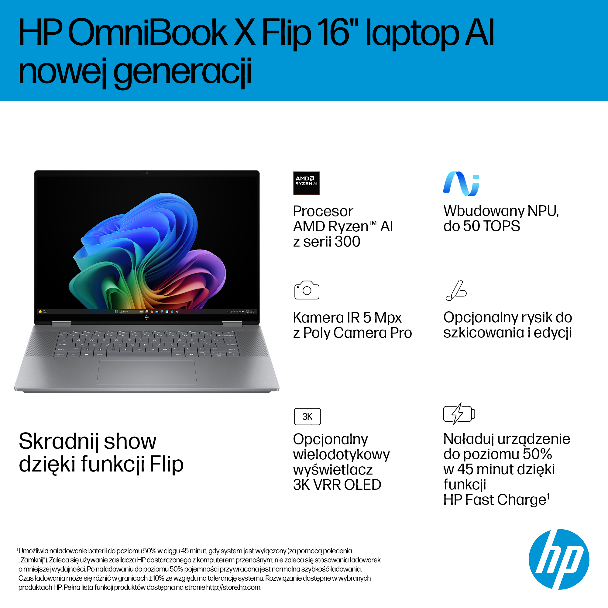 HP OmniBook X Flip 16-ar0219nw - Ryzen AI 5 340 - obrazek 5