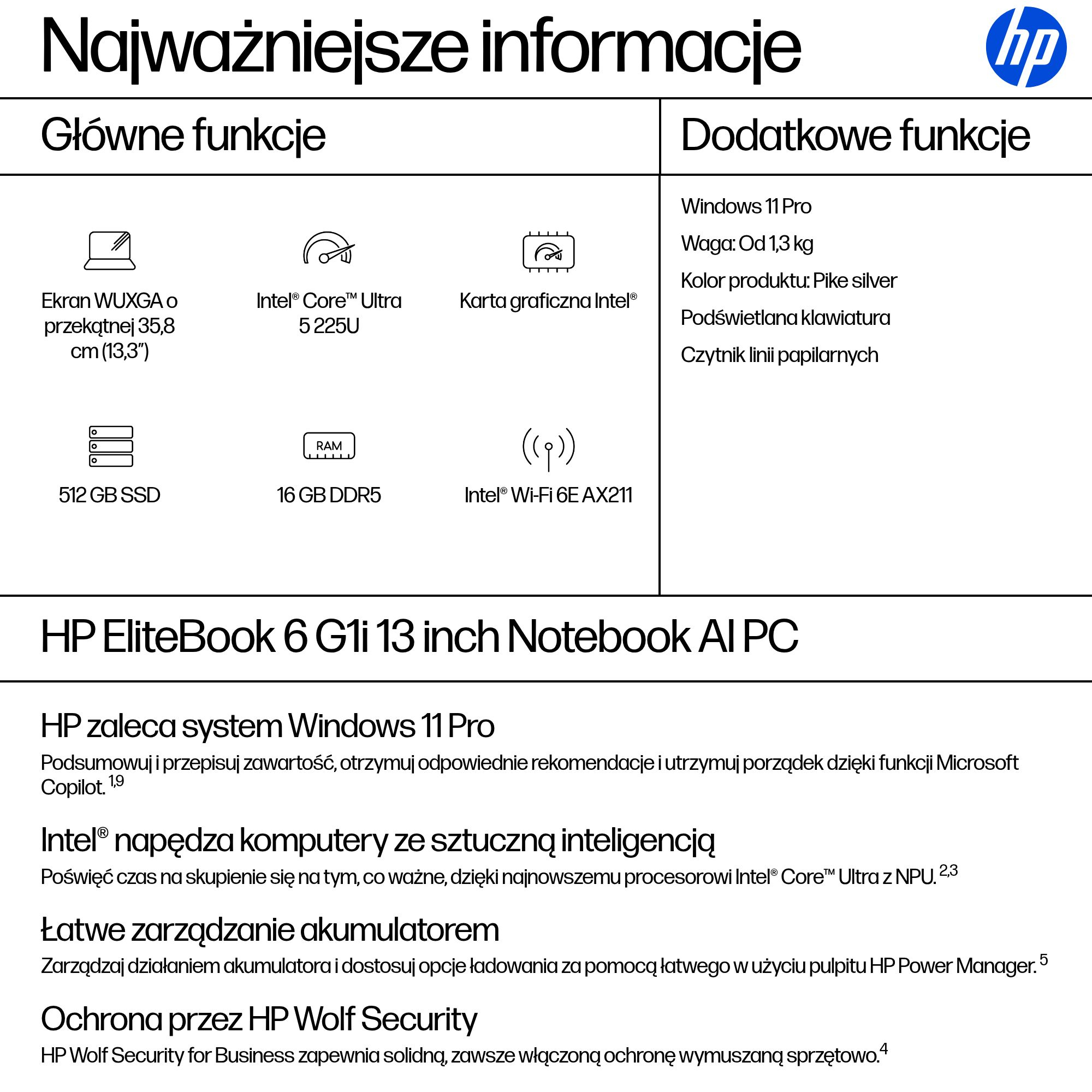 HP EliteBook 6 G1i 13 Intel Core Ultra 5 225U - obrazek 4
