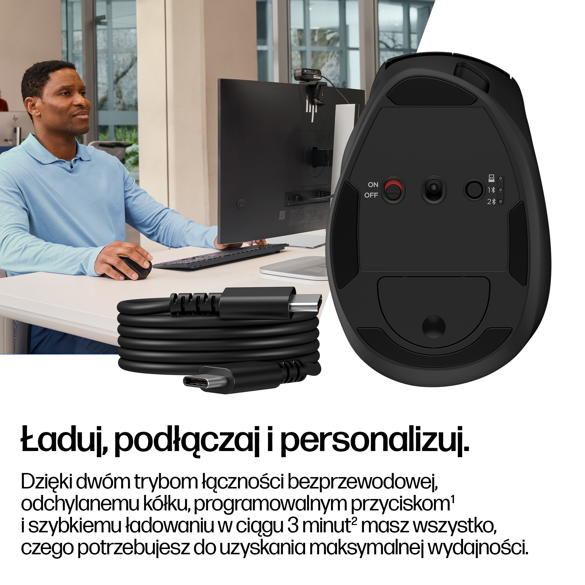 HP Ergonomiczna mysz Tilt 720M - obrazek 4