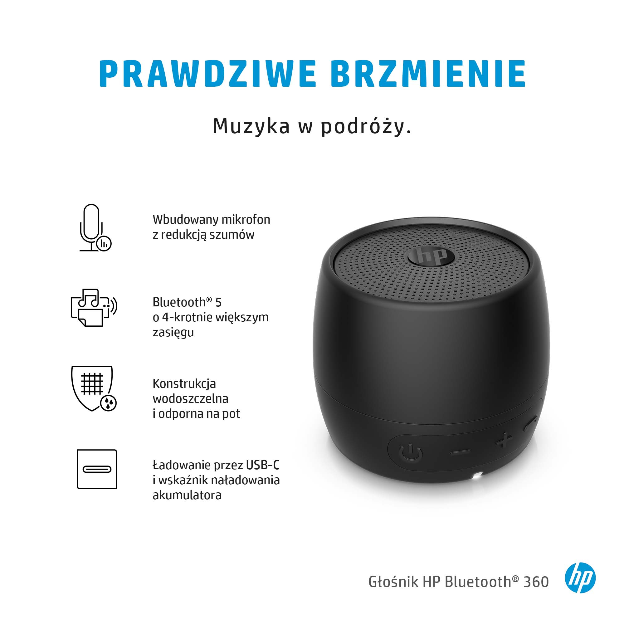 HP Głośnik Bluetooth 360, czarny - obrazek 5