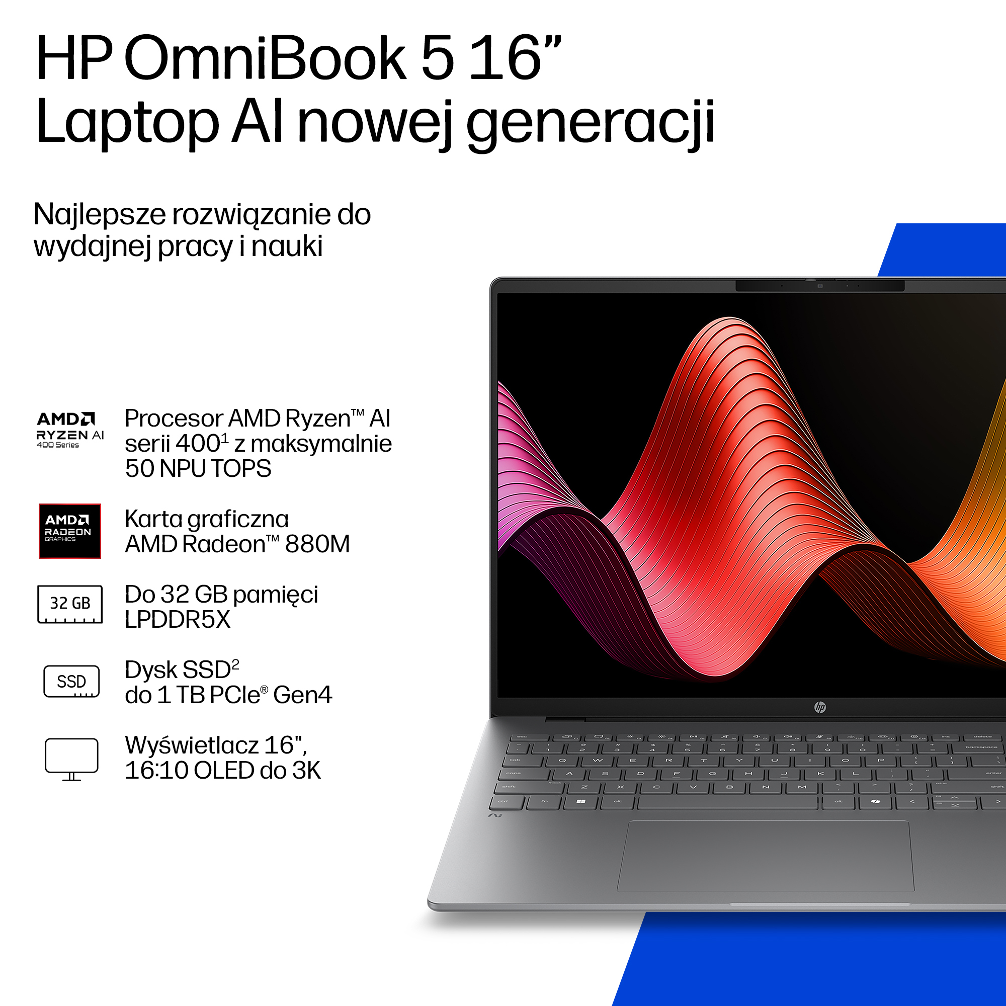 HP OmniBook 5 Laptop Next Gen AI 16-bp0006nwx Copilot+ PC AMD Ryzen AI 7 445 40,6 cm (16") Ekran dotykowy 2K 16 GB LPDDR5x-SDRAM 512 GB SSD Wi-Fi 7 (802.11be) Windows 11 Home Srebrny - obrazek 4