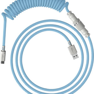 Kabel spiralny USB-C HyperX w kolorze błękitno-białym
