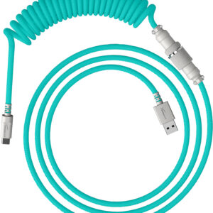 Kabel spiralny USB-C HyperX w kolorze jasnozielono-białym
