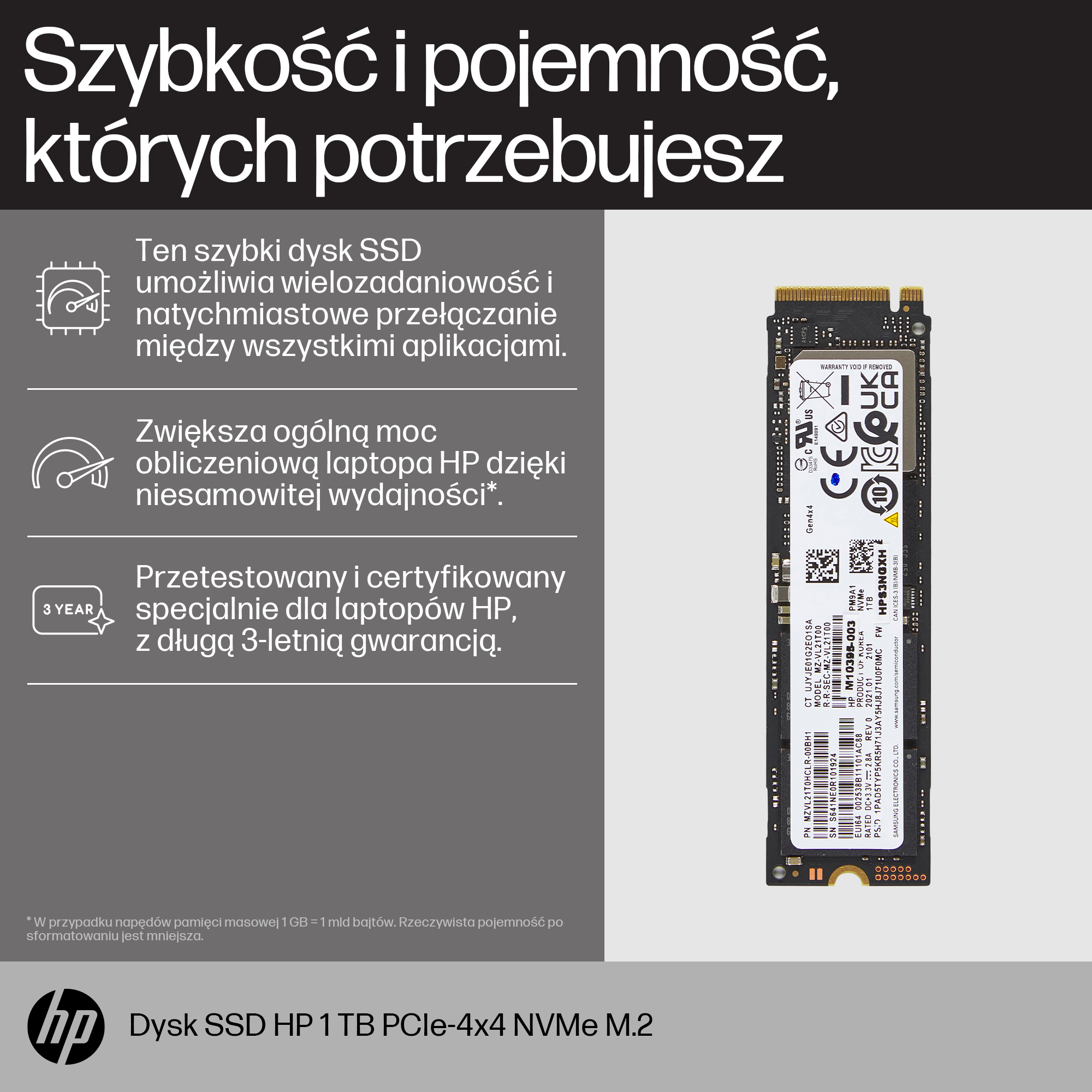 HP Dysk SSD 1 TB PCIe4x4 NVMe M.2 - obrazek 2