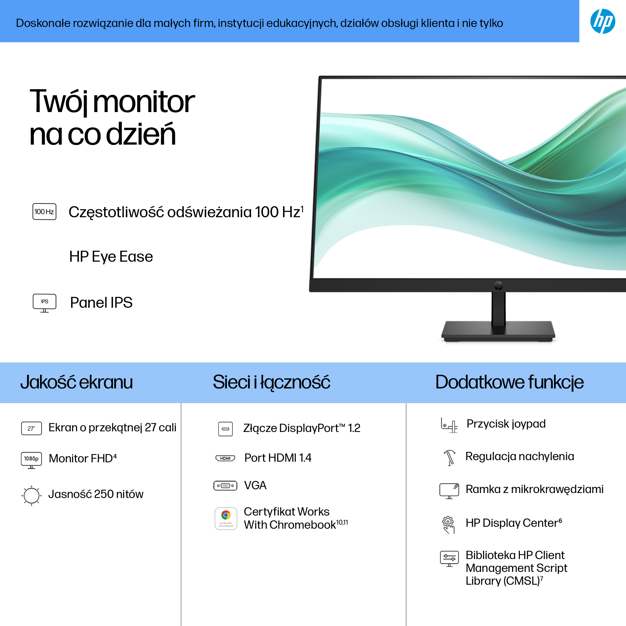 HP Series 3 Pro Monitor Pro 27″ seria 3 FHD – 327pf - obrazek 3
