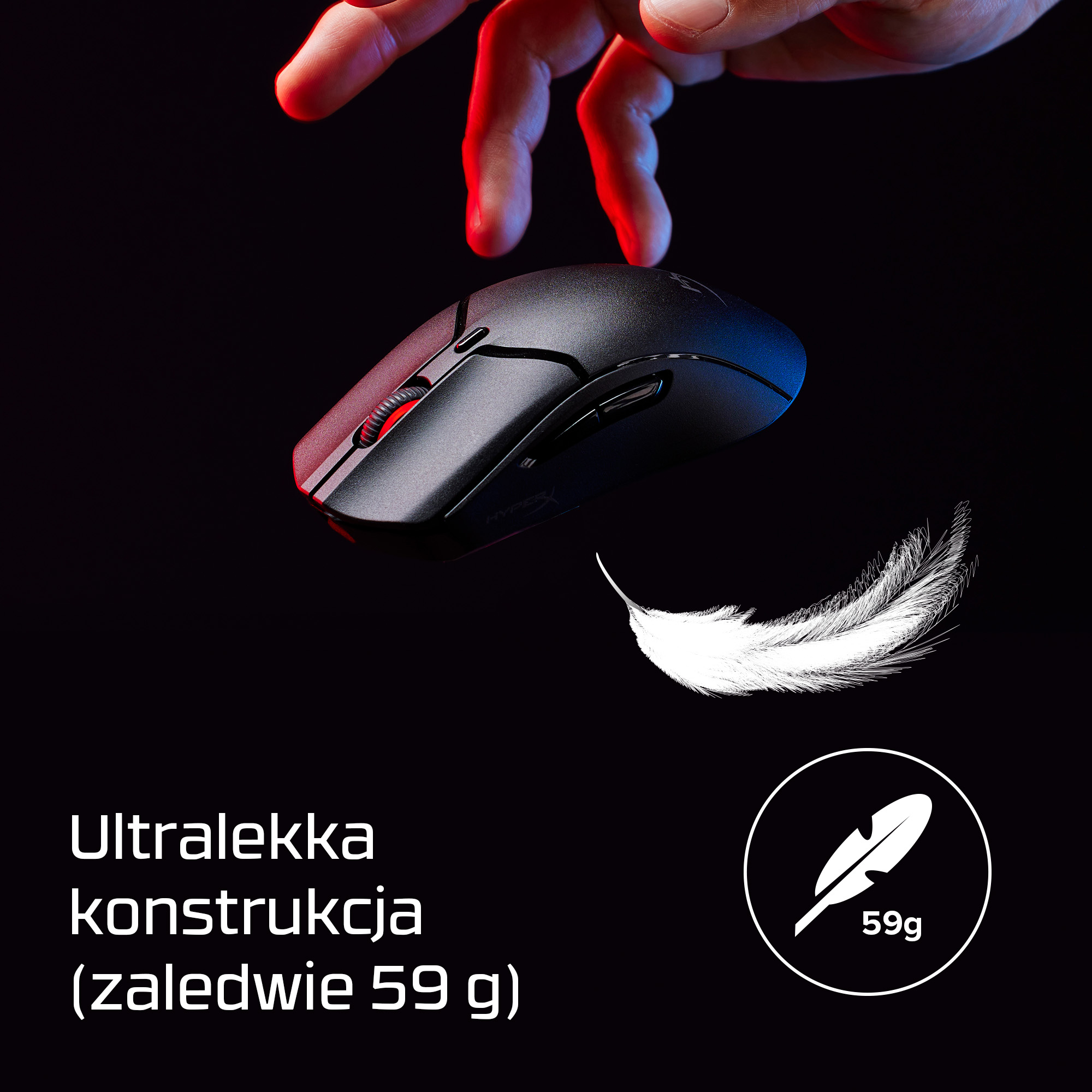 HyperX Pulsefire Haste 2 Mini – bezprzewodowa mysz dla graczy (czarna) - obrazek 3