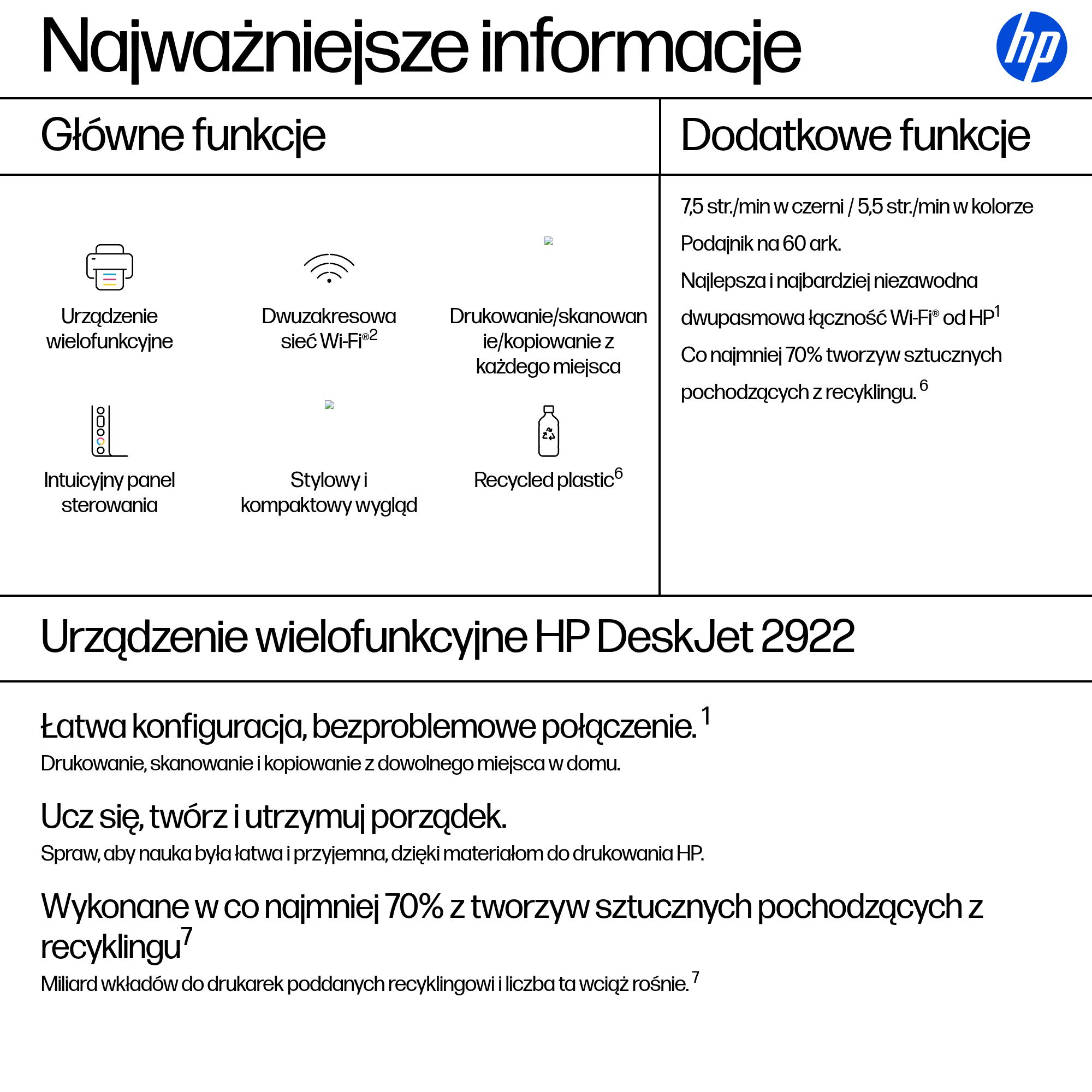 Urządzenie wielofunkcyjne HP DeskJet 2922 All-in-One A24HVB - obrazek 3
