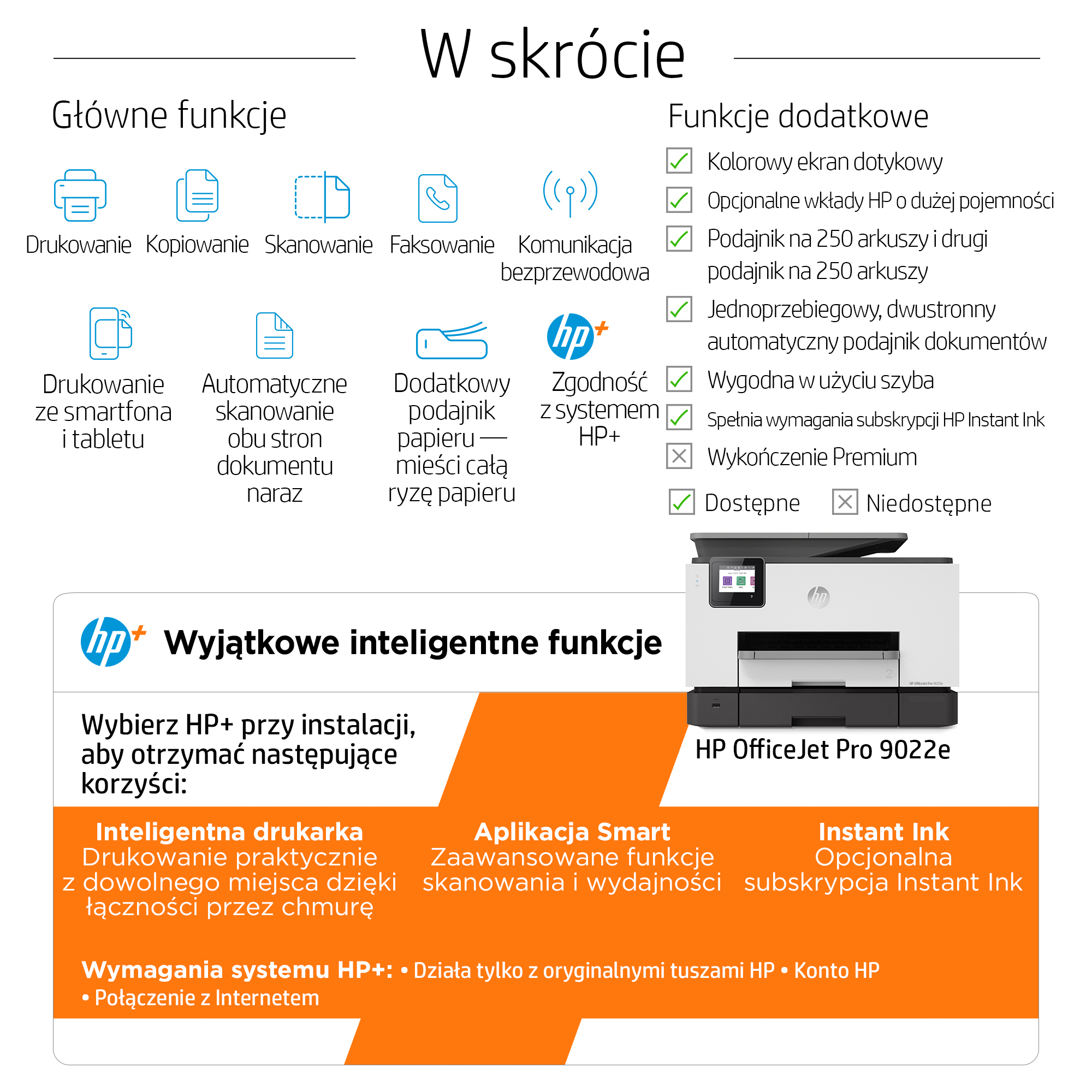 HP OfficeJet Pro 9022e Bezprzewodowe All-in-One W kolorze Drukarka, Instant Ink; Drukowanie dwustronne - obrazek 2