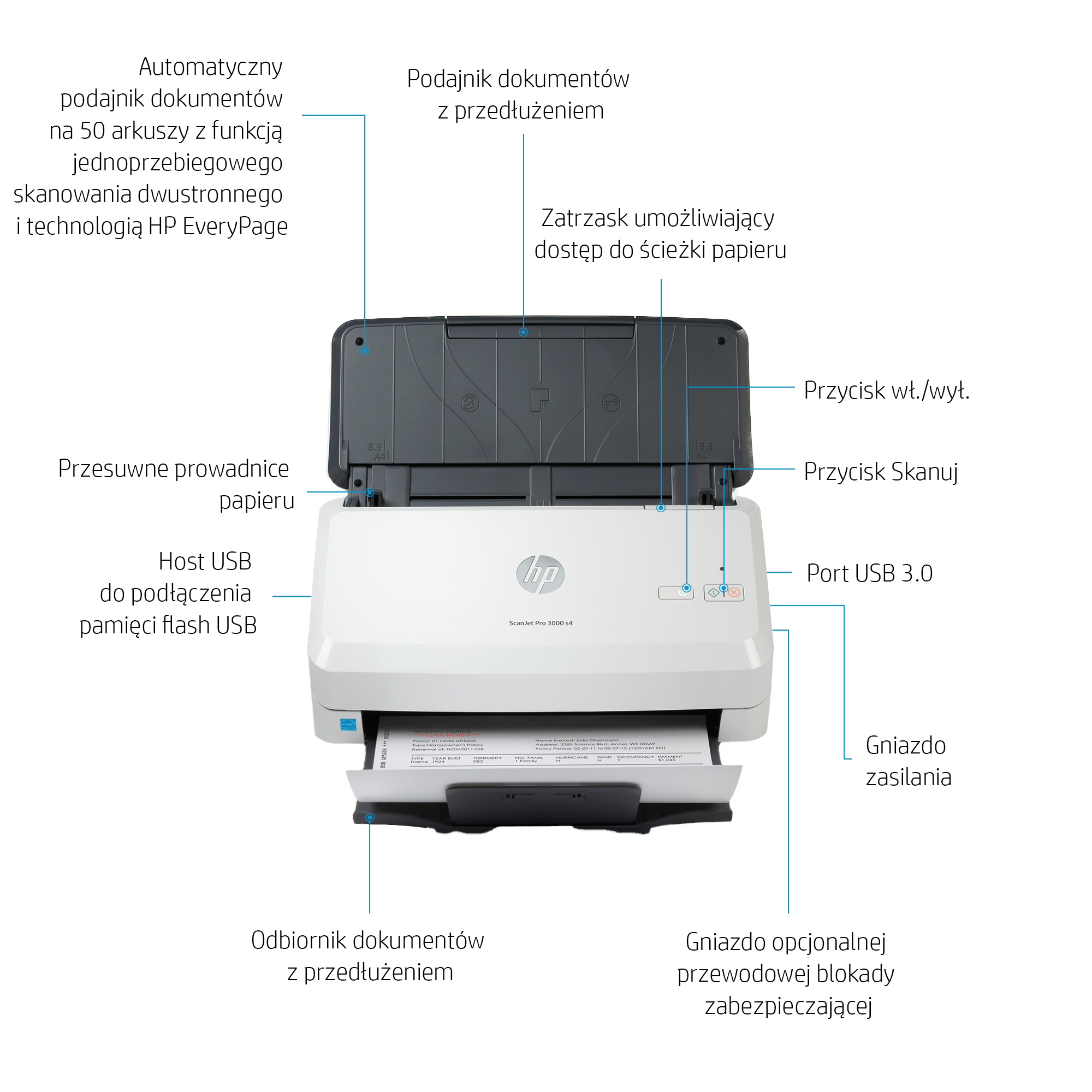 HP ScanJet Pro 3000 s4 Skaner z podajnikiem 600 x 600 DPI A4 Czarny, Biały - obrazek 4