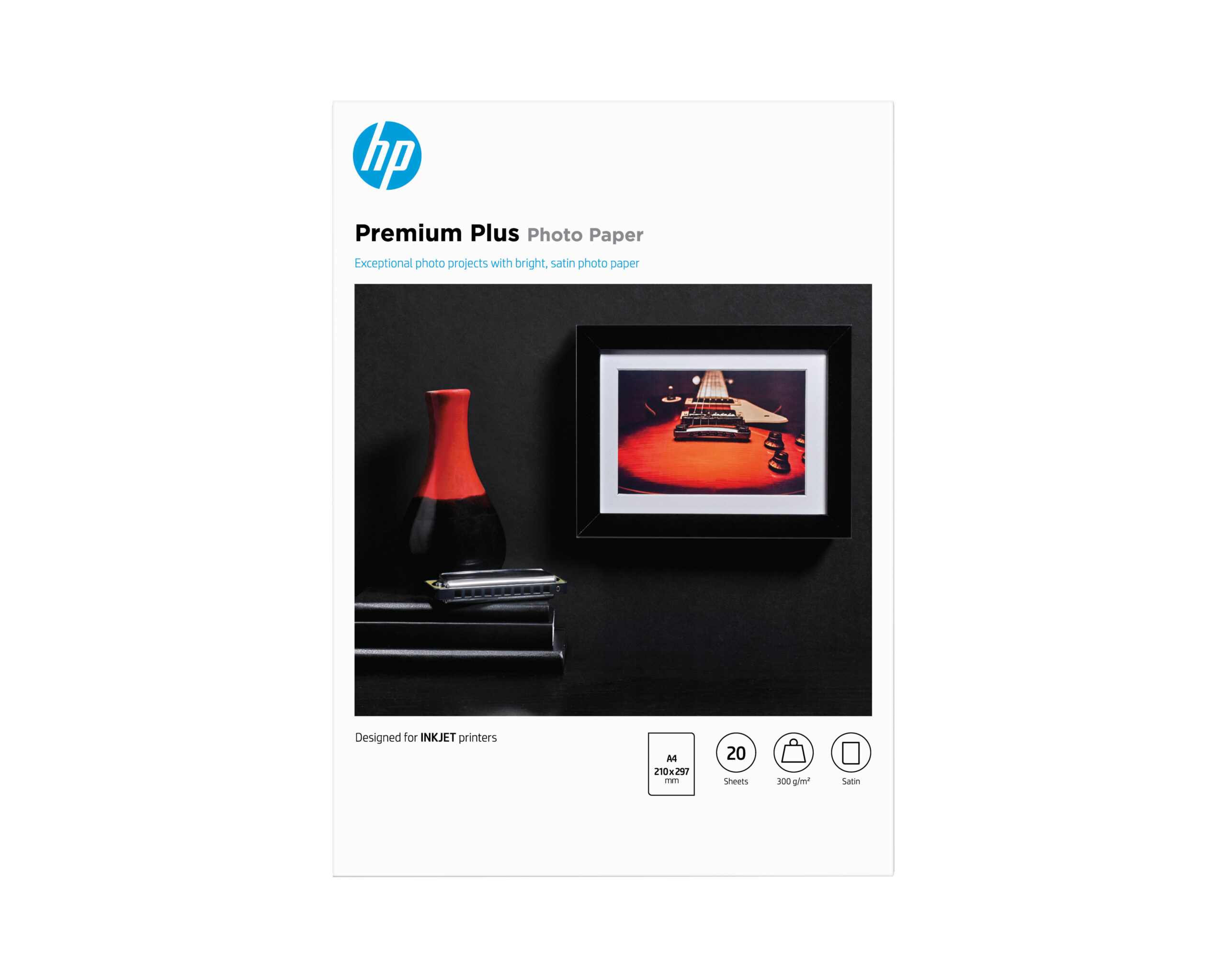 HP Papier fotograficzny Premium Plus, satynowy, 300 g/m2, A4 (210 × 297 mm), 20 arkuszy