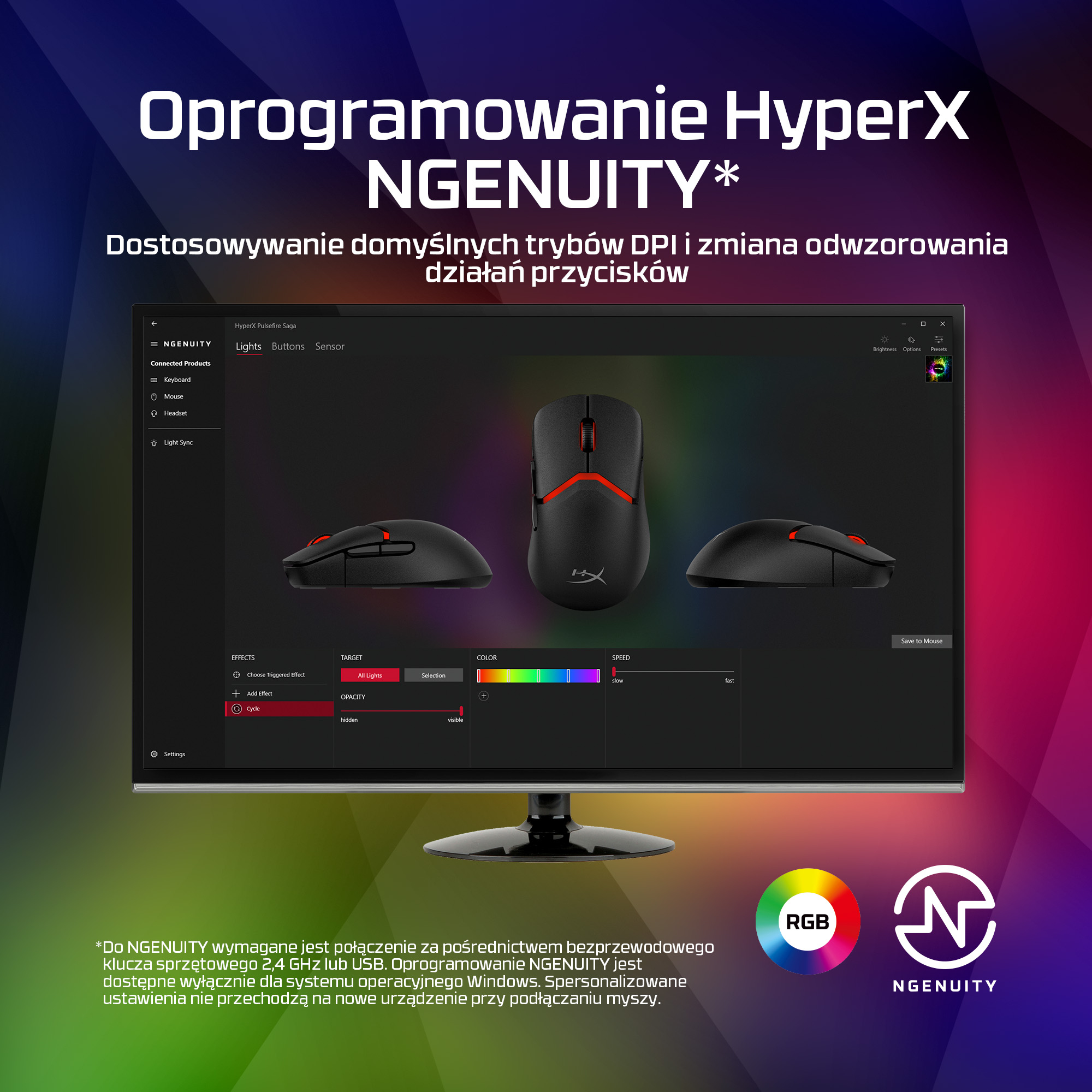 HyperX Pulsefire Saga – mysz dla graczy (czarna) - obrazek 4