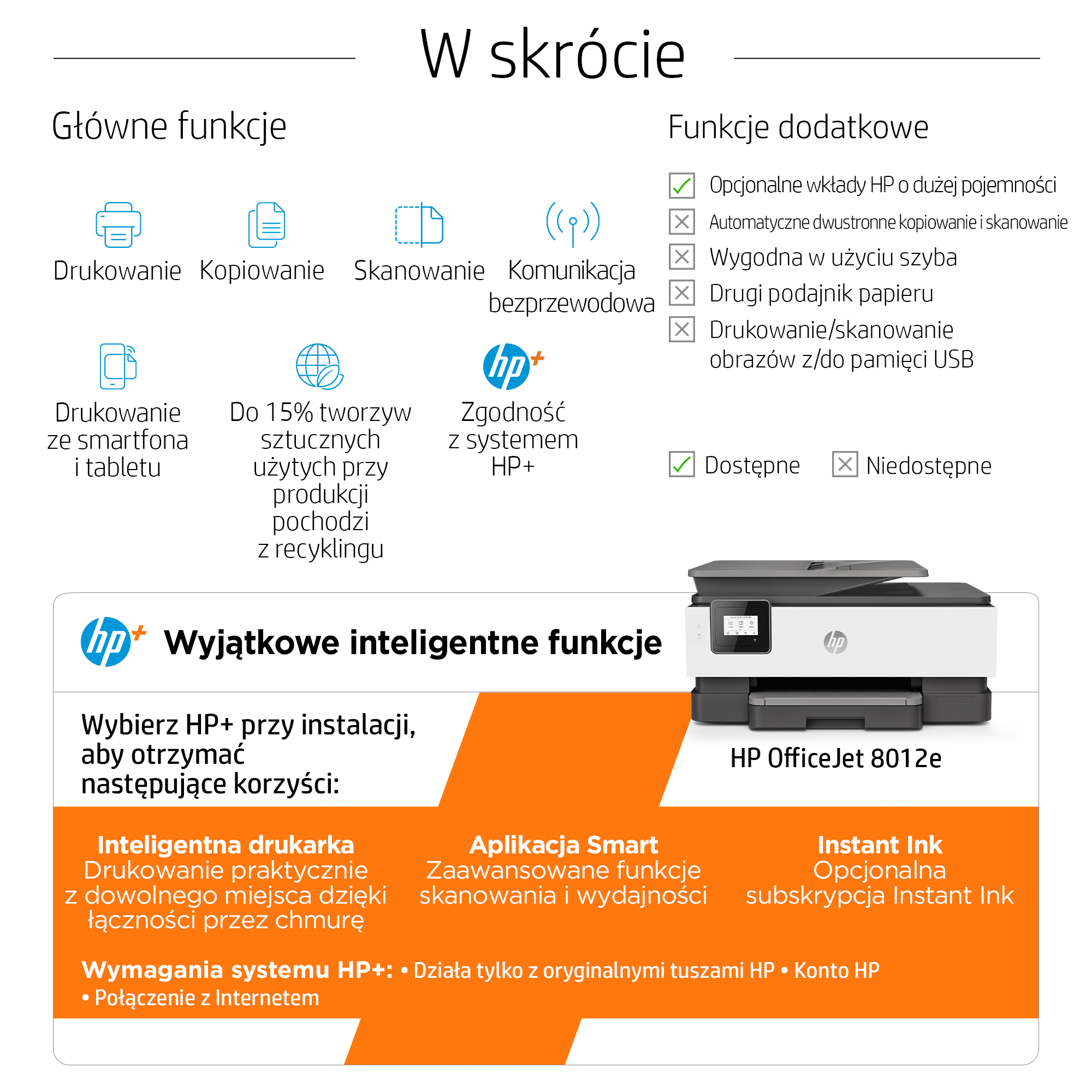 HP OfficeJet 8012e Bezprzewodowe All-in-One W kolorze Drukarka, Instant Ink; Drukowanie dwustronne - obrazek 3