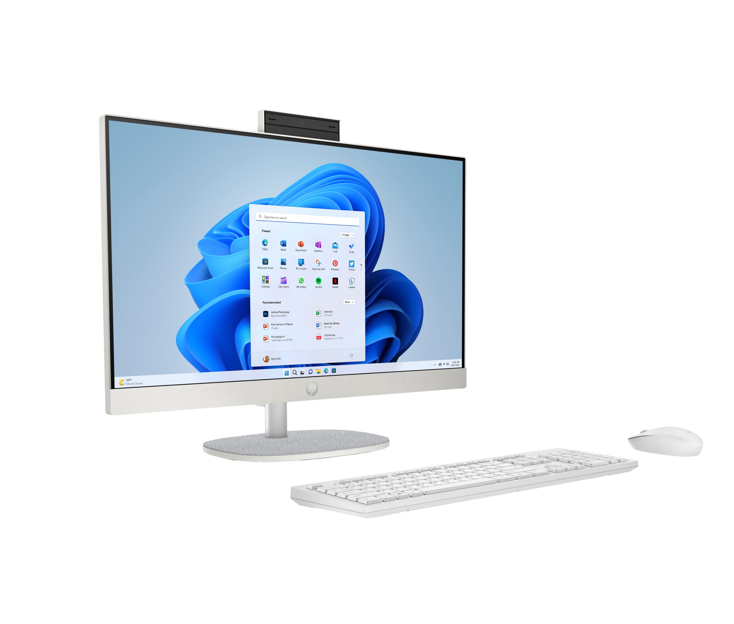 HP 24-cr0334nw AMD Ryzen™ 7 7730U 60,5 cm (23.8") 1920 x 1080 px All-in-One PC 16 GB DDR4-SDRAM 512 GB SSD Free DOS Wi-Fi 6 (802.11ax) Biały - obrazek 2