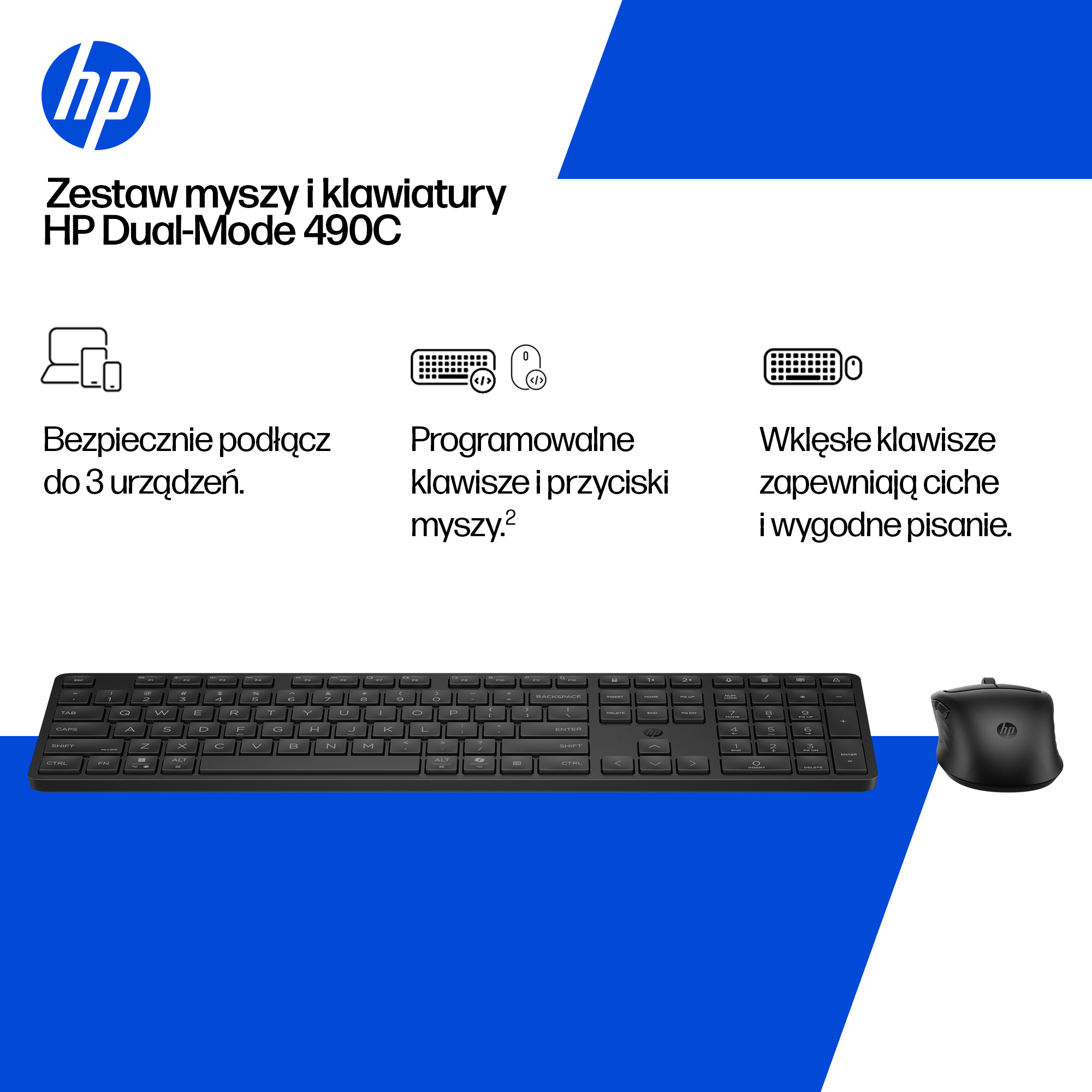 HP Zestaw myszy i klawiatury Multi-Device Dual-Mode 490C - obrazek 2