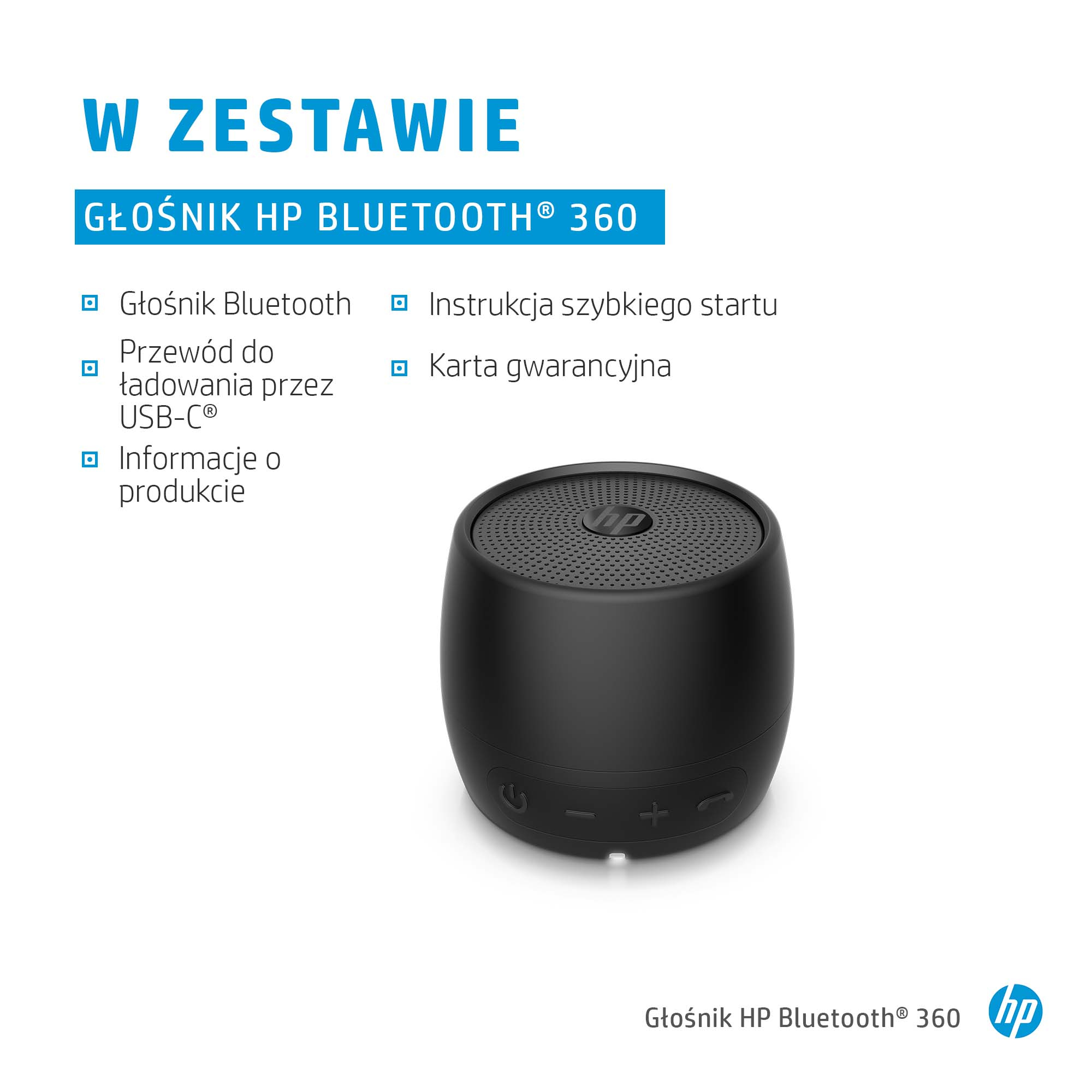 HP Głośnik Bluetooth 360, czarny - obrazek 4